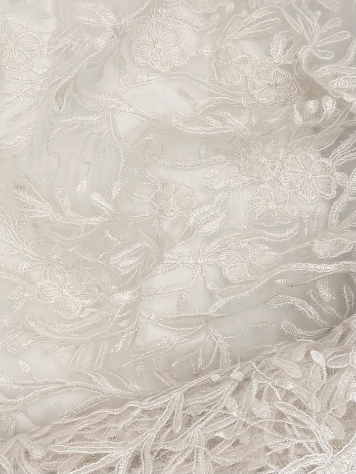 Ivory White Lace | Embroidered Tulle