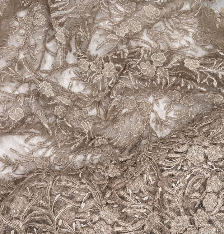 Sandy Beige Lace | Embroidered Tulle