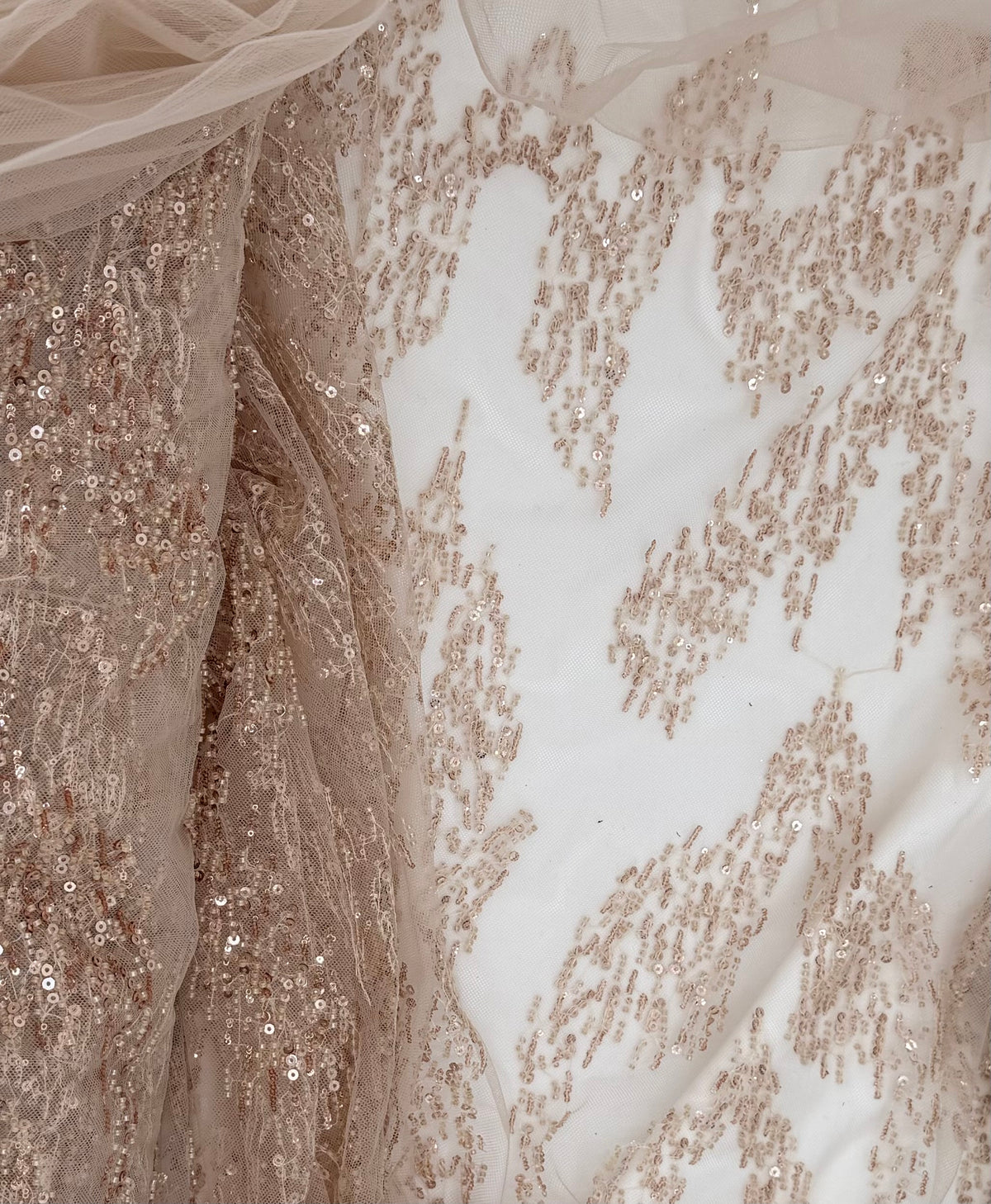 Champagne Lace | Beaded Tulle
