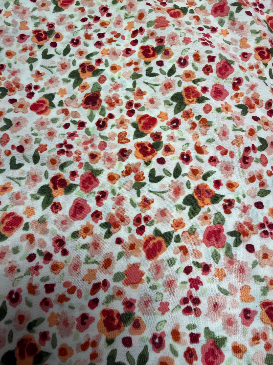Fall Ditsy Pink, Orange Floral Textured | Crepe