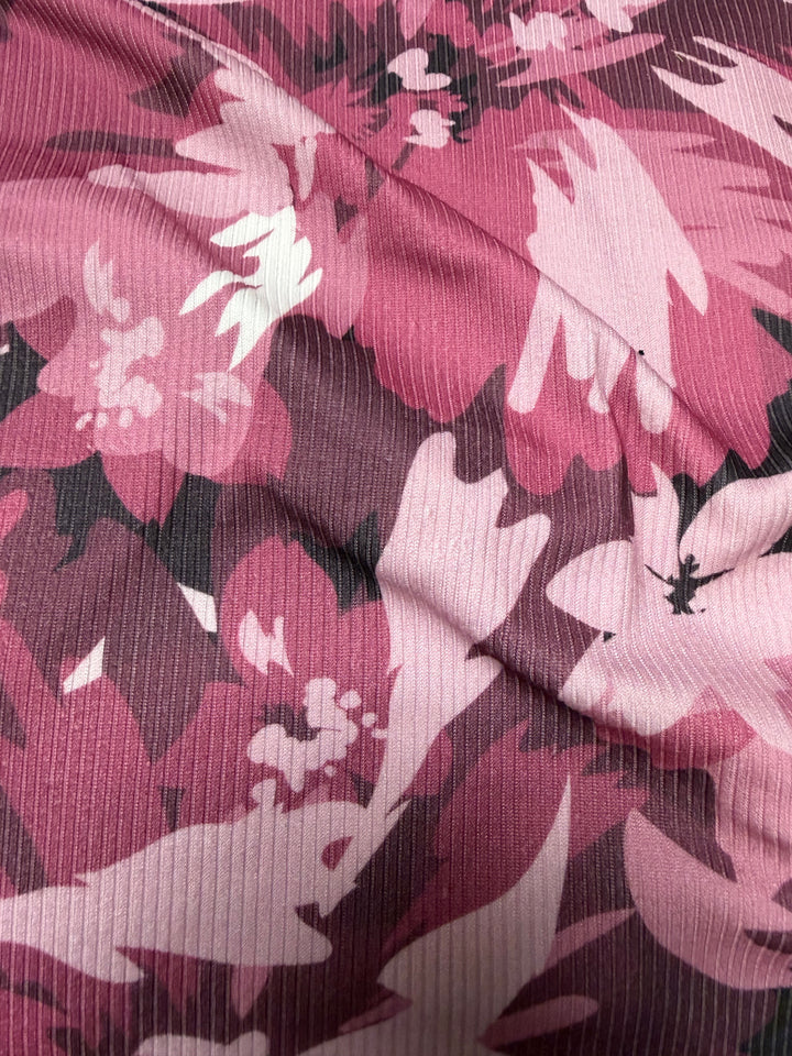 Purple Large Hibiscus | Rib Knit