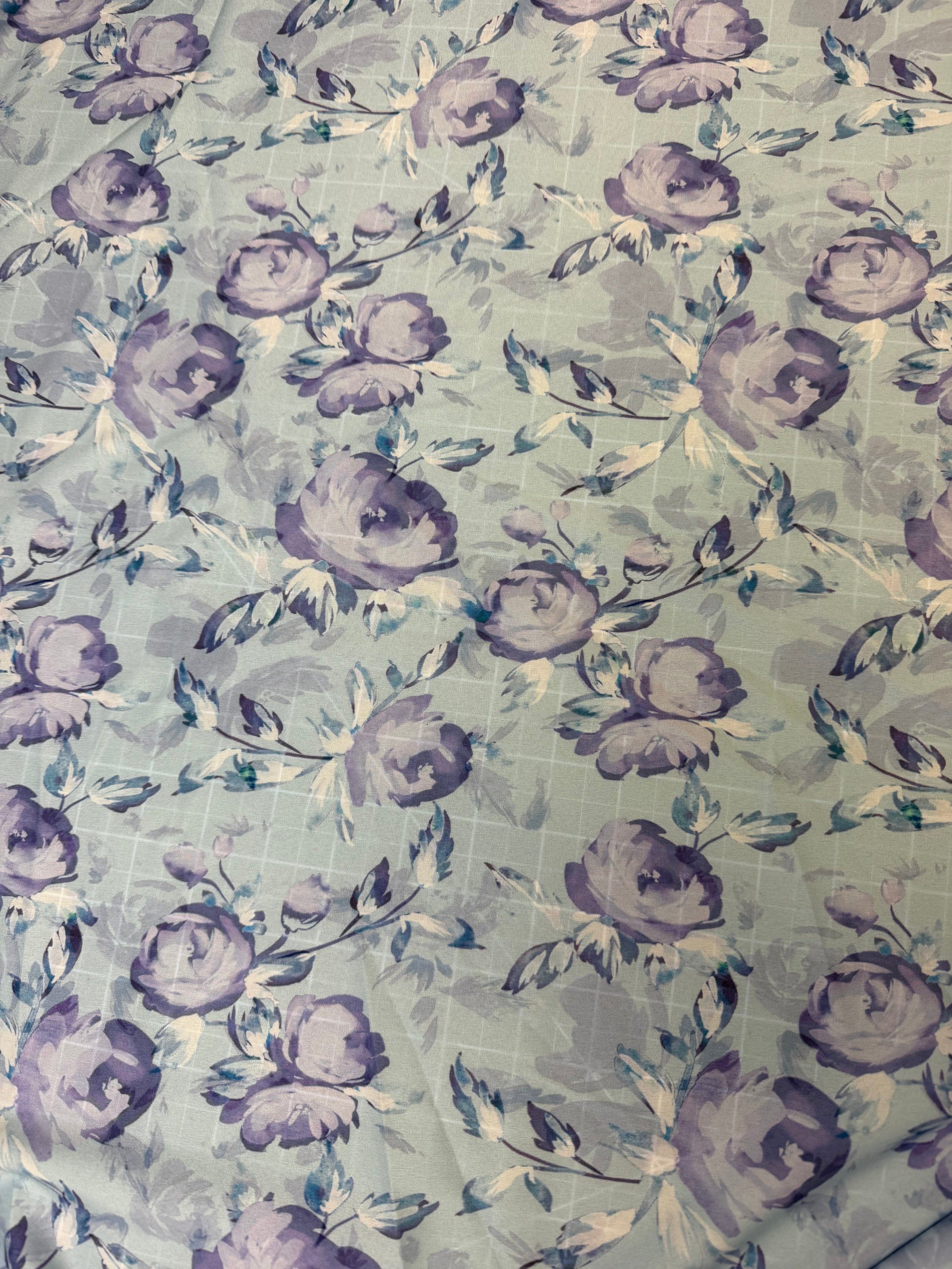 Blue Painterly | Floral Stretch Chiffon | Silky Print