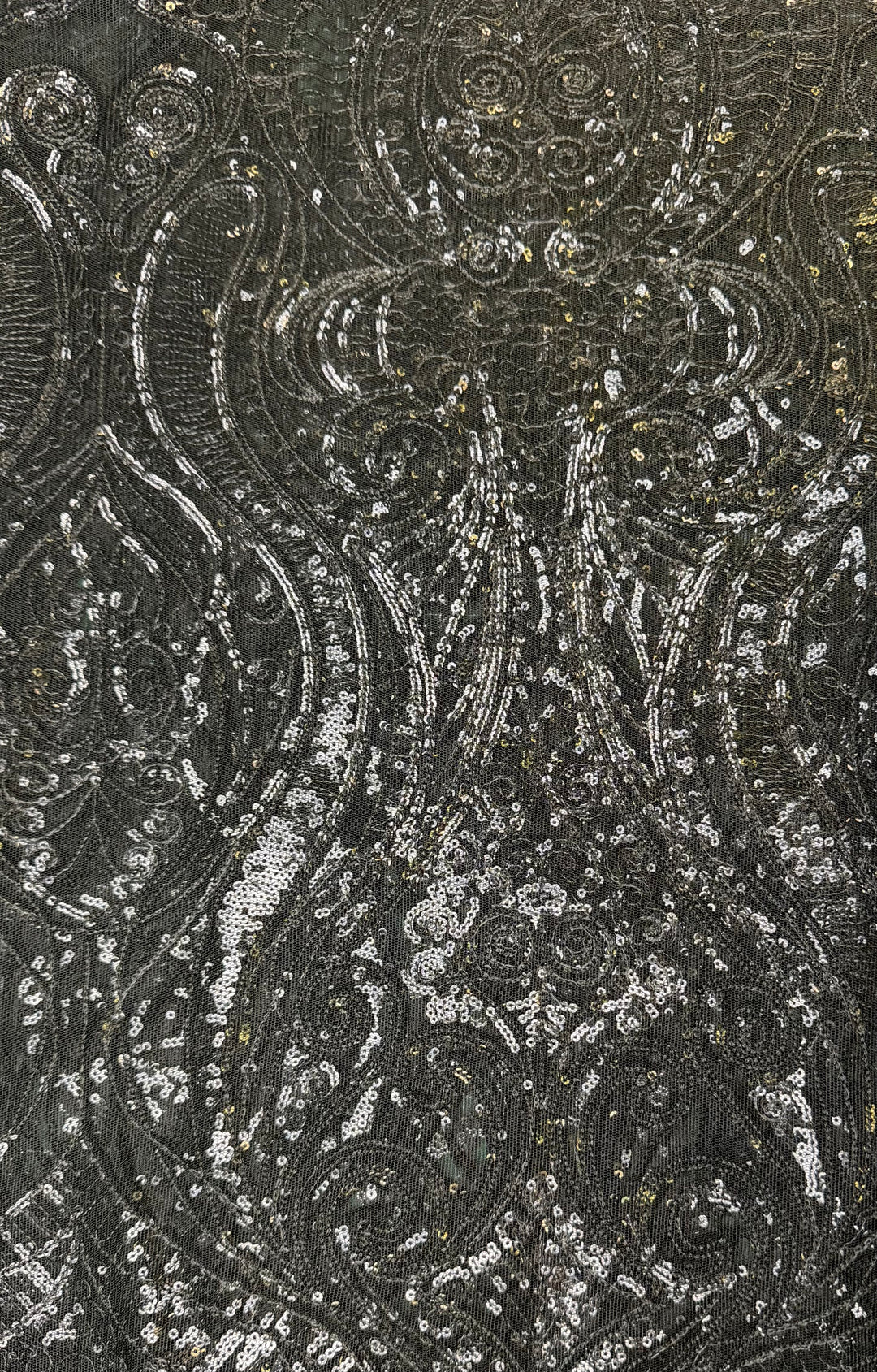 Decorative Sequin on Mesh Black