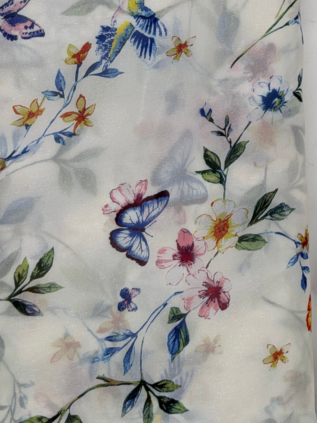 Floral Garden Print Shiny Chiffon | Chiffon