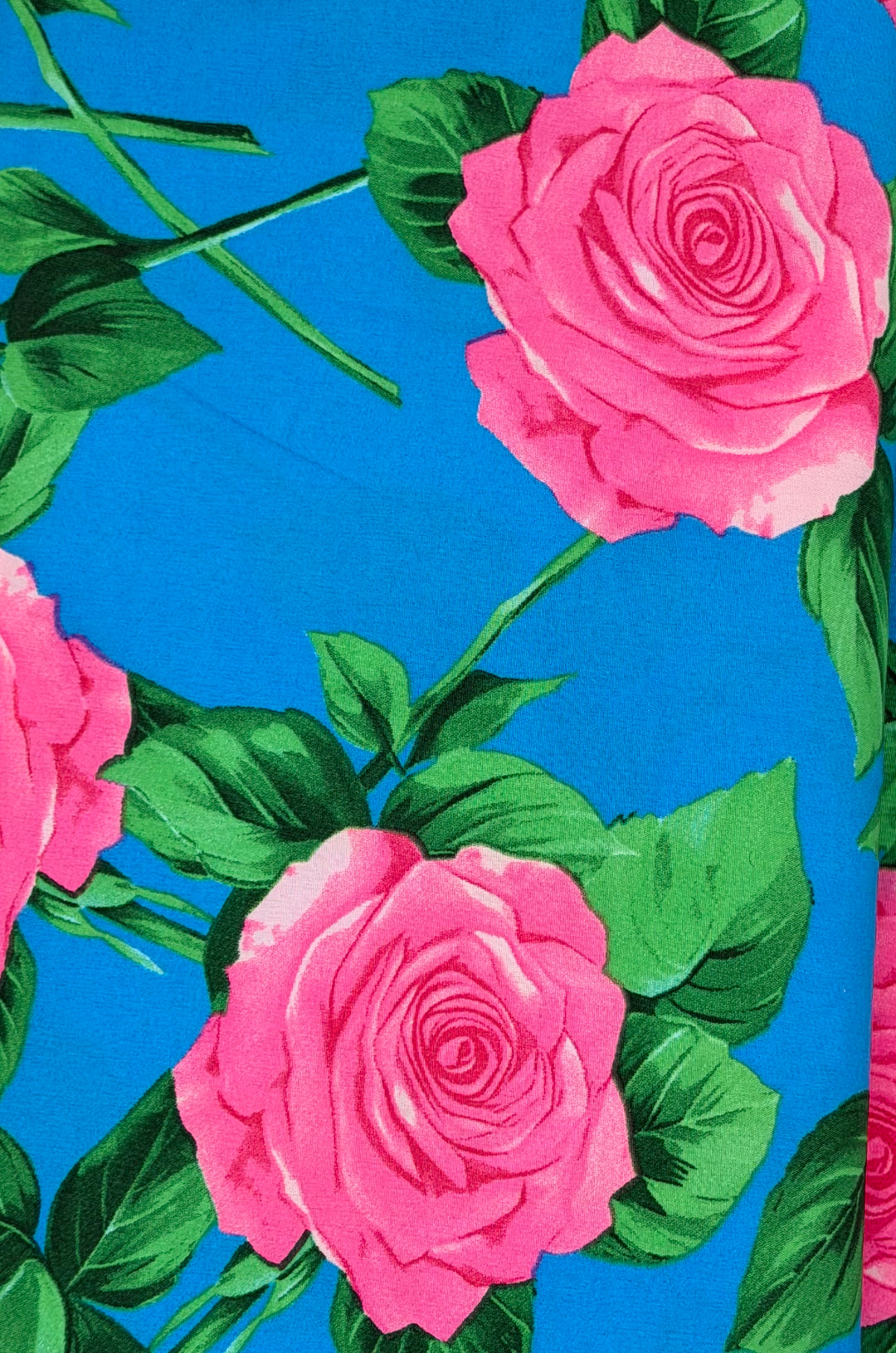 Floral Garden Blue with Pink Flowers