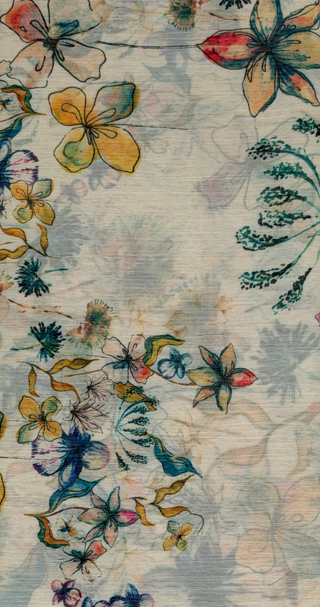 Floral Garden yellow with flowers | Chiffon