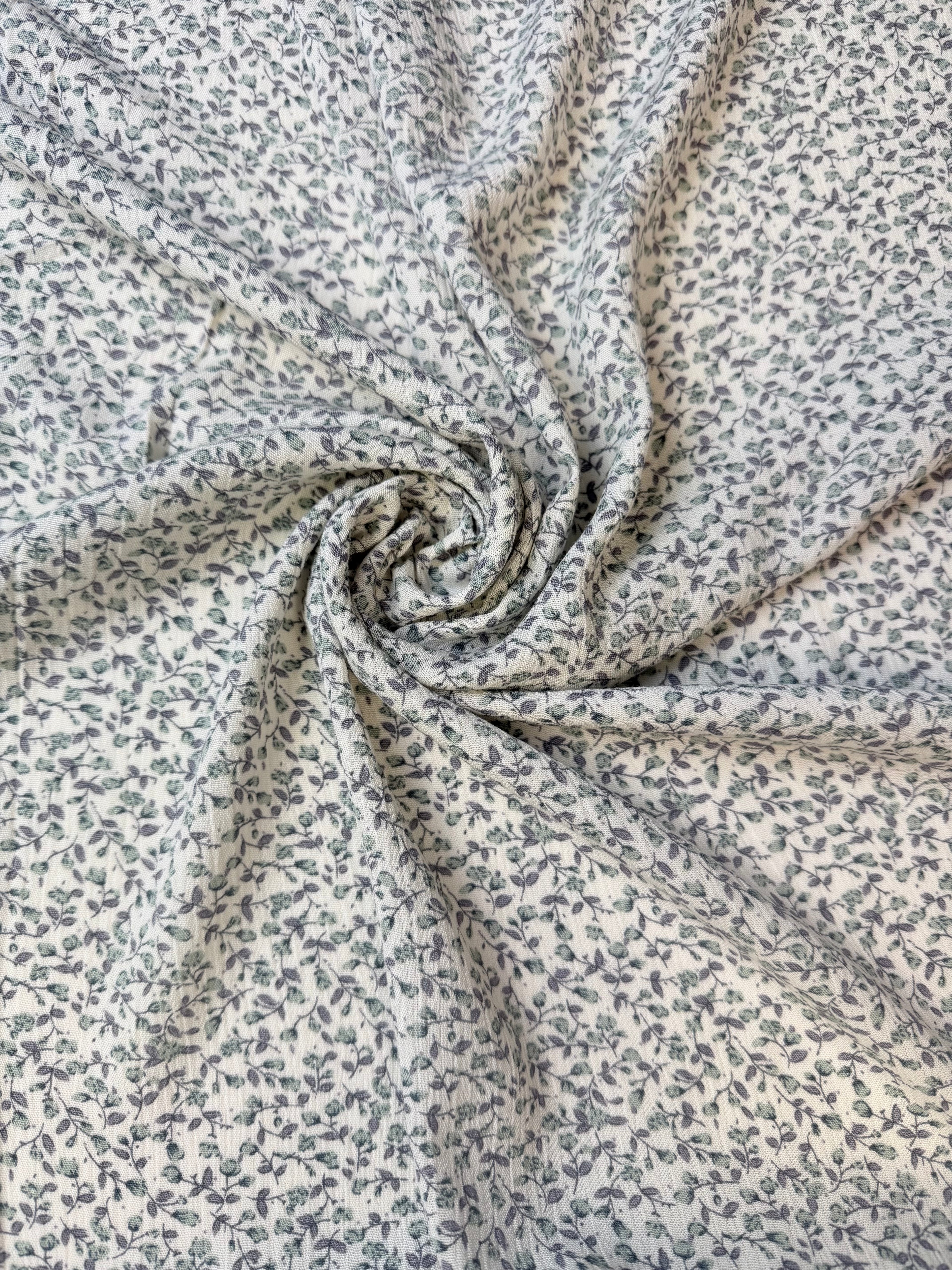 Lavender/Sage Green Floral | Rayon Crinkle
