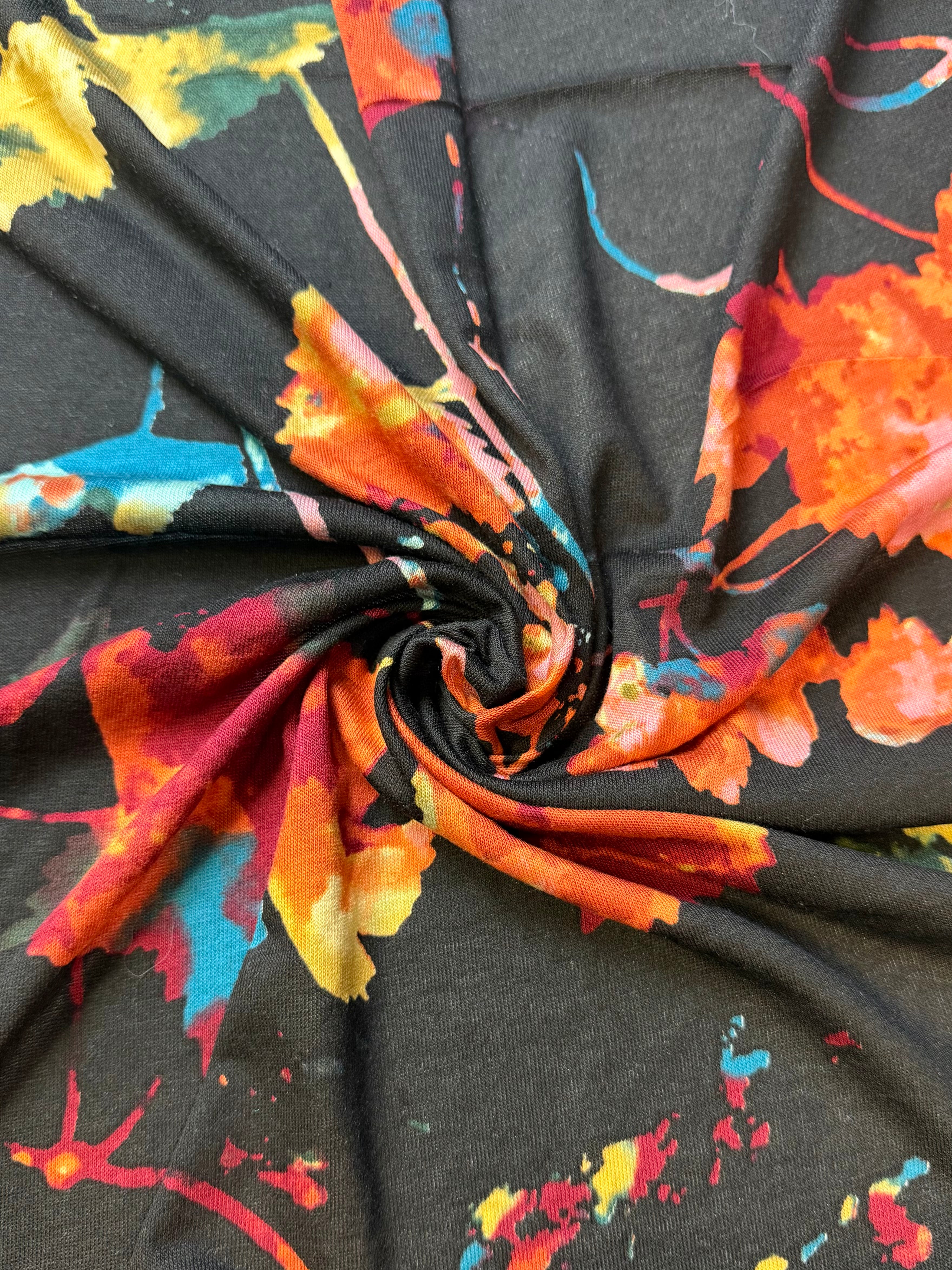 Multi Color on Black | Jersey Knit