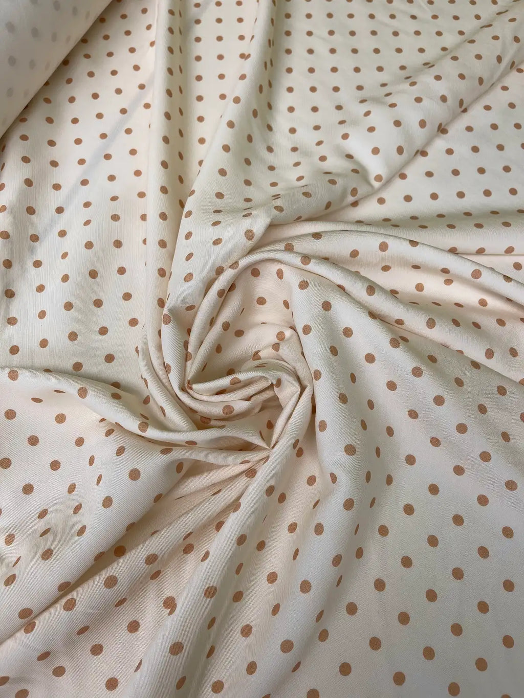 Tan Polka Dot on Cream | Viscose | Made in Italy
