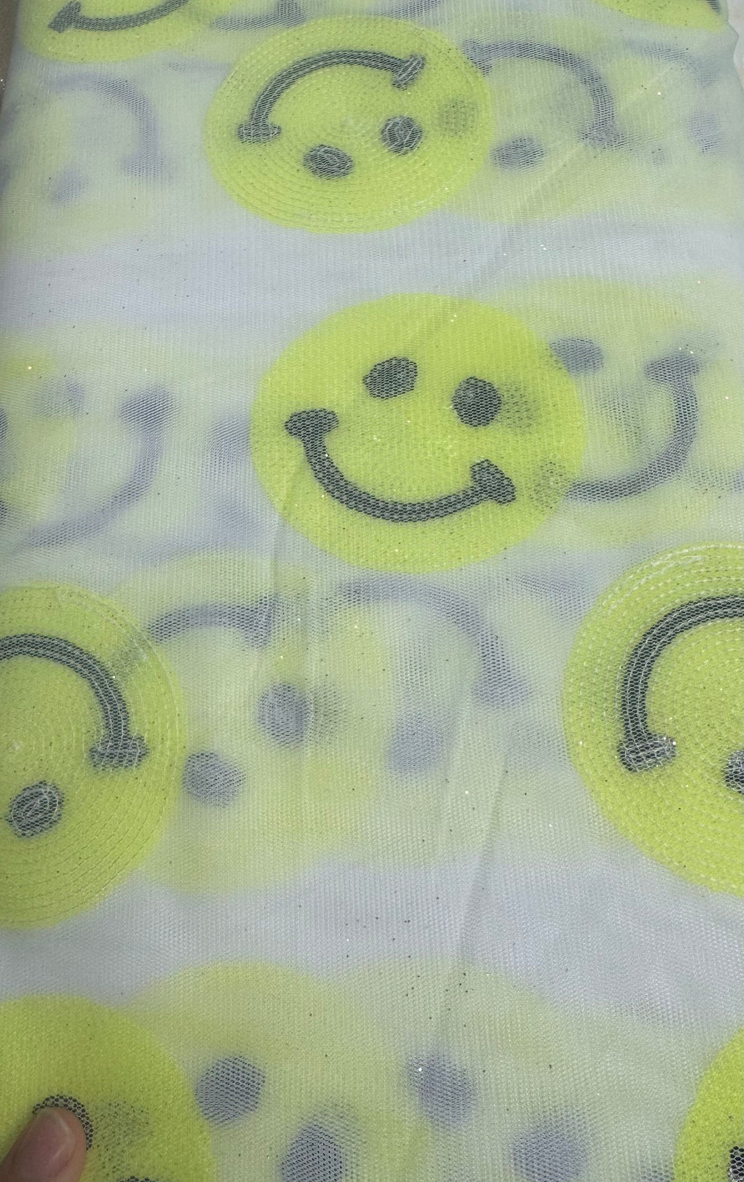 Smiley Face Sequin on Mesh | Mesh