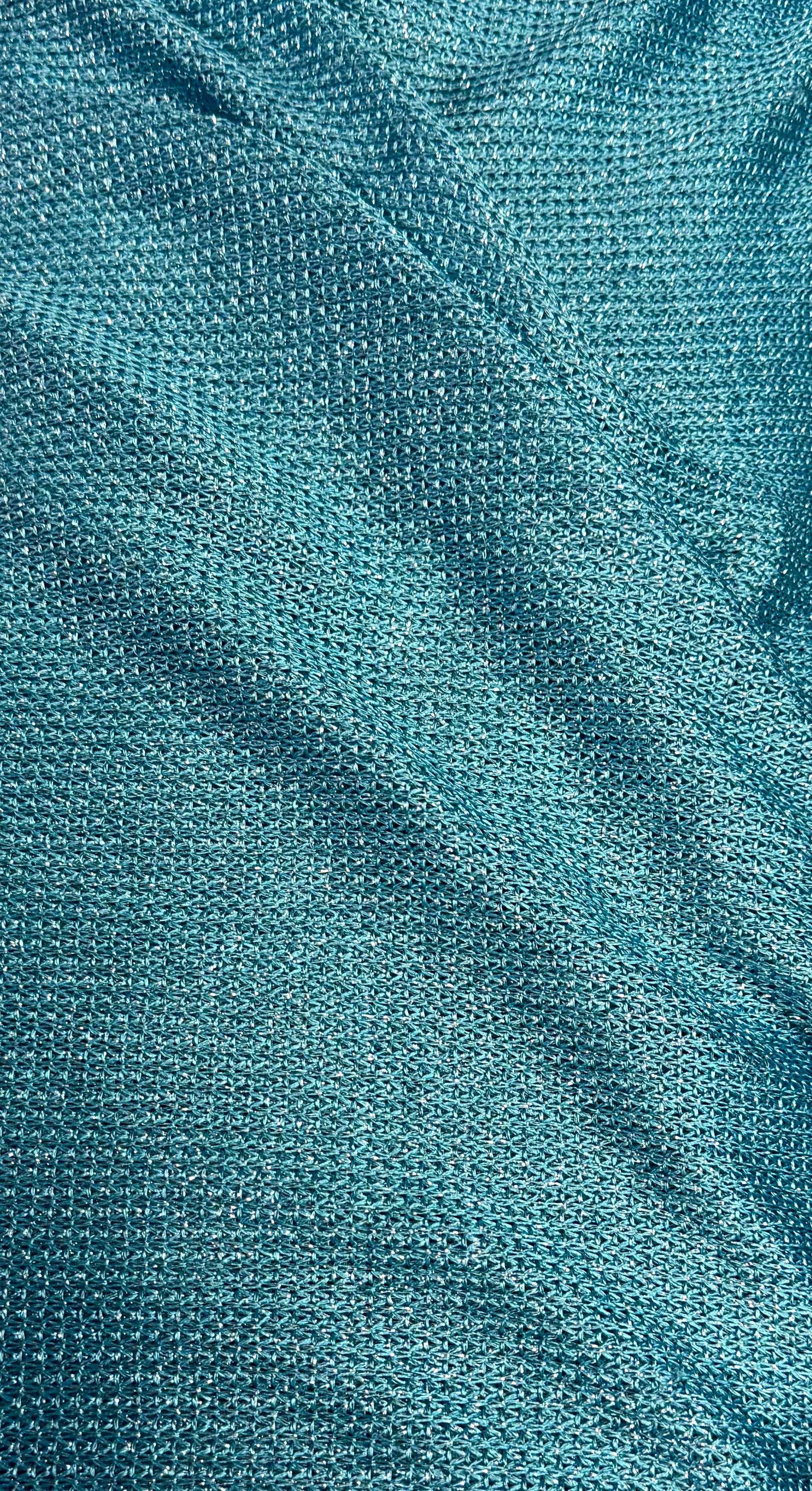 Blue Metallic Crochet Knit