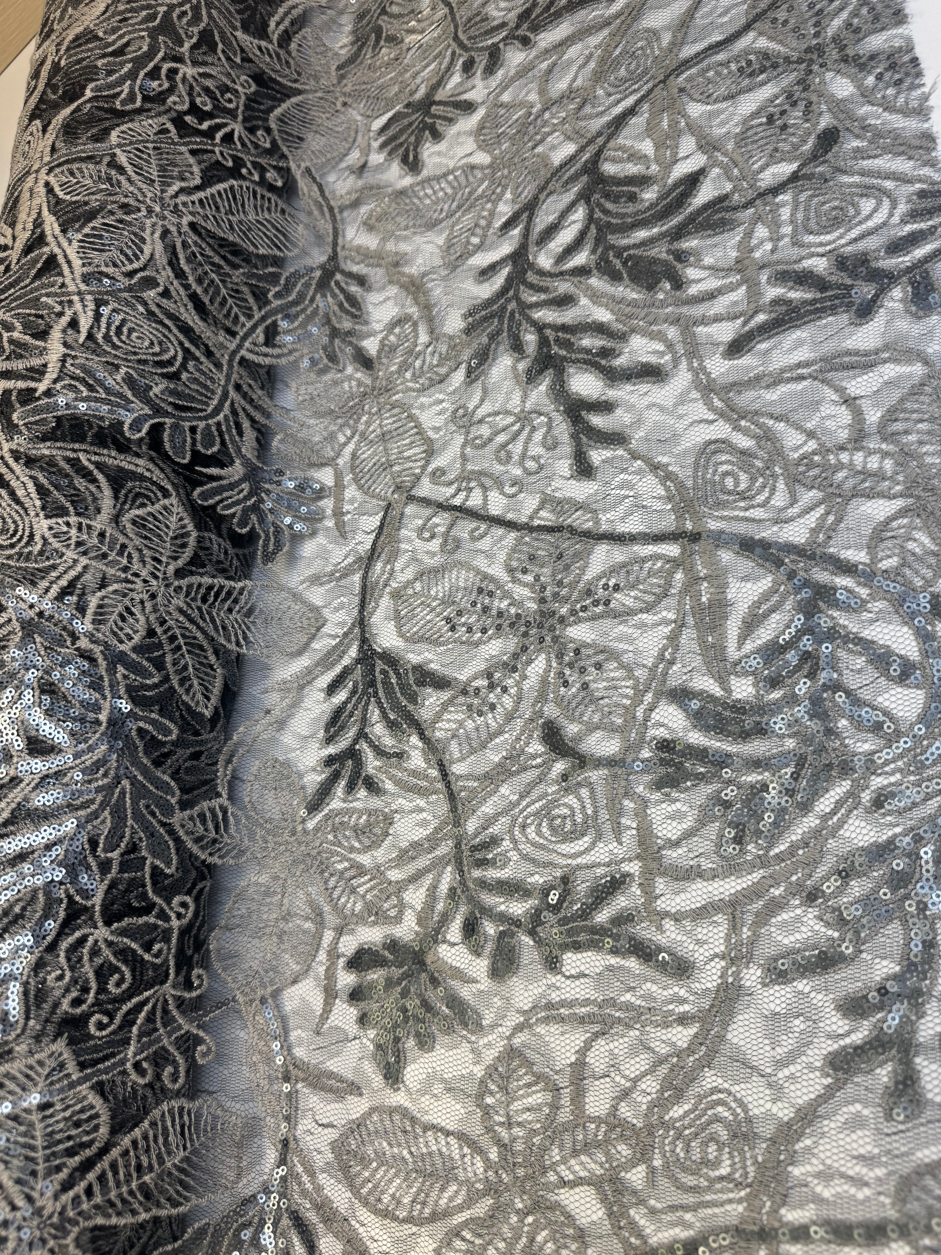 Gray Floral Lace | Lace