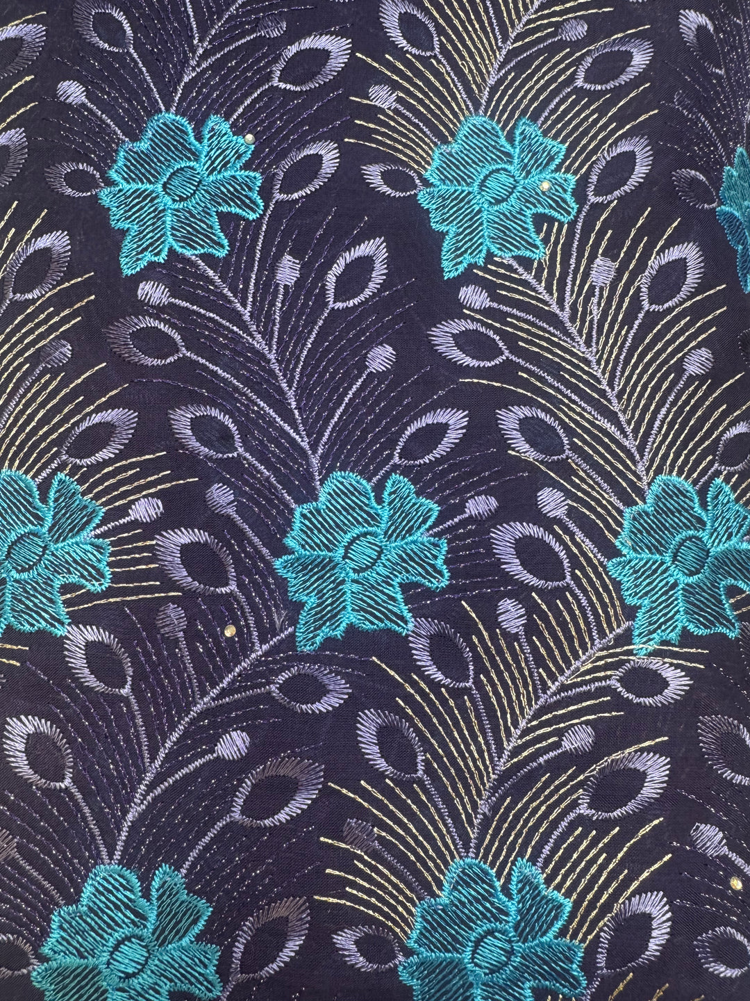 African Lace Purple with Blue Flowers | Lace
