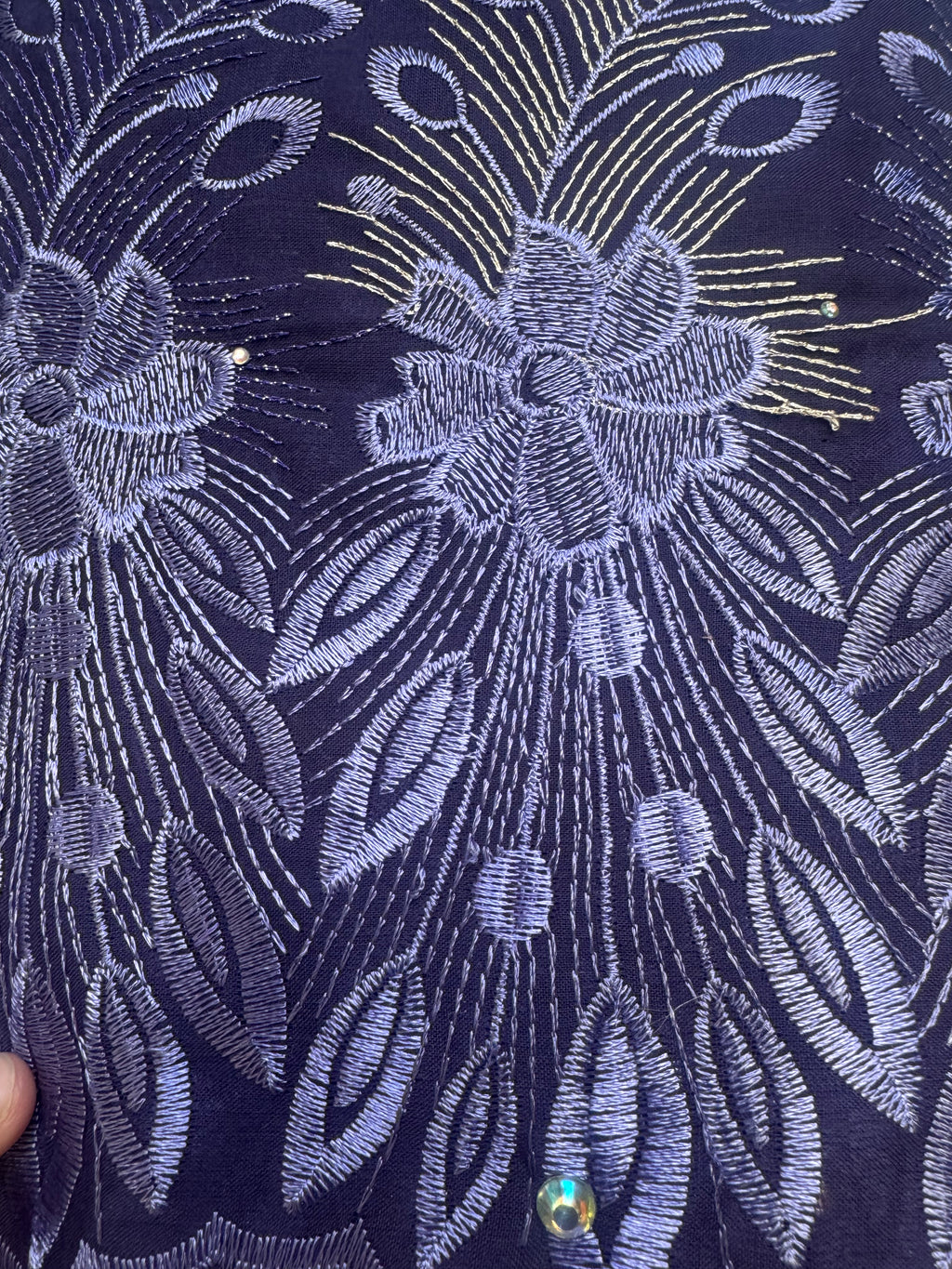 African Lace Purple with Blue Flowers | Lace