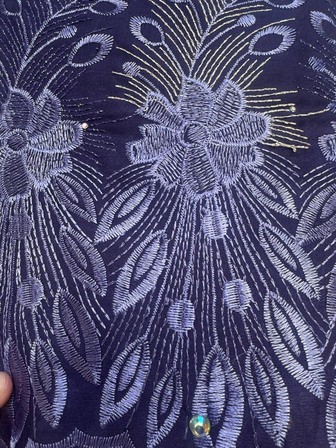 African Lace Purple with Blue Flowers | Lace