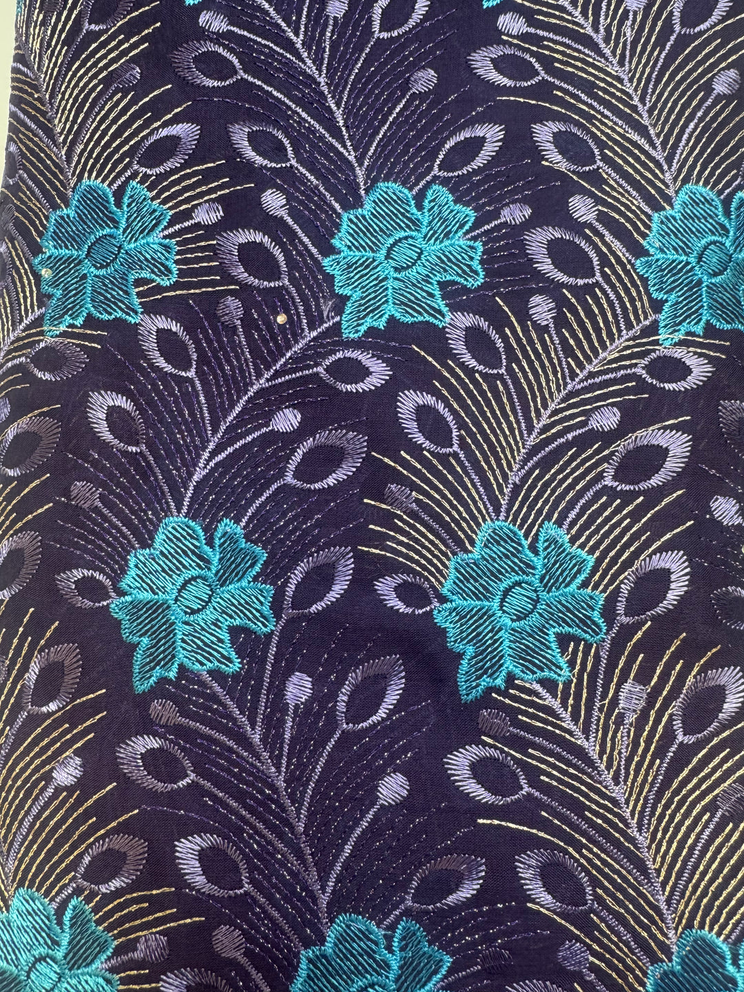 African Lace Purple with Blue Flowers | Lace