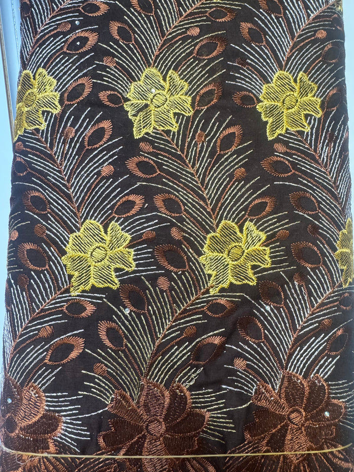 Brown with Yellow Flowers | African Lace