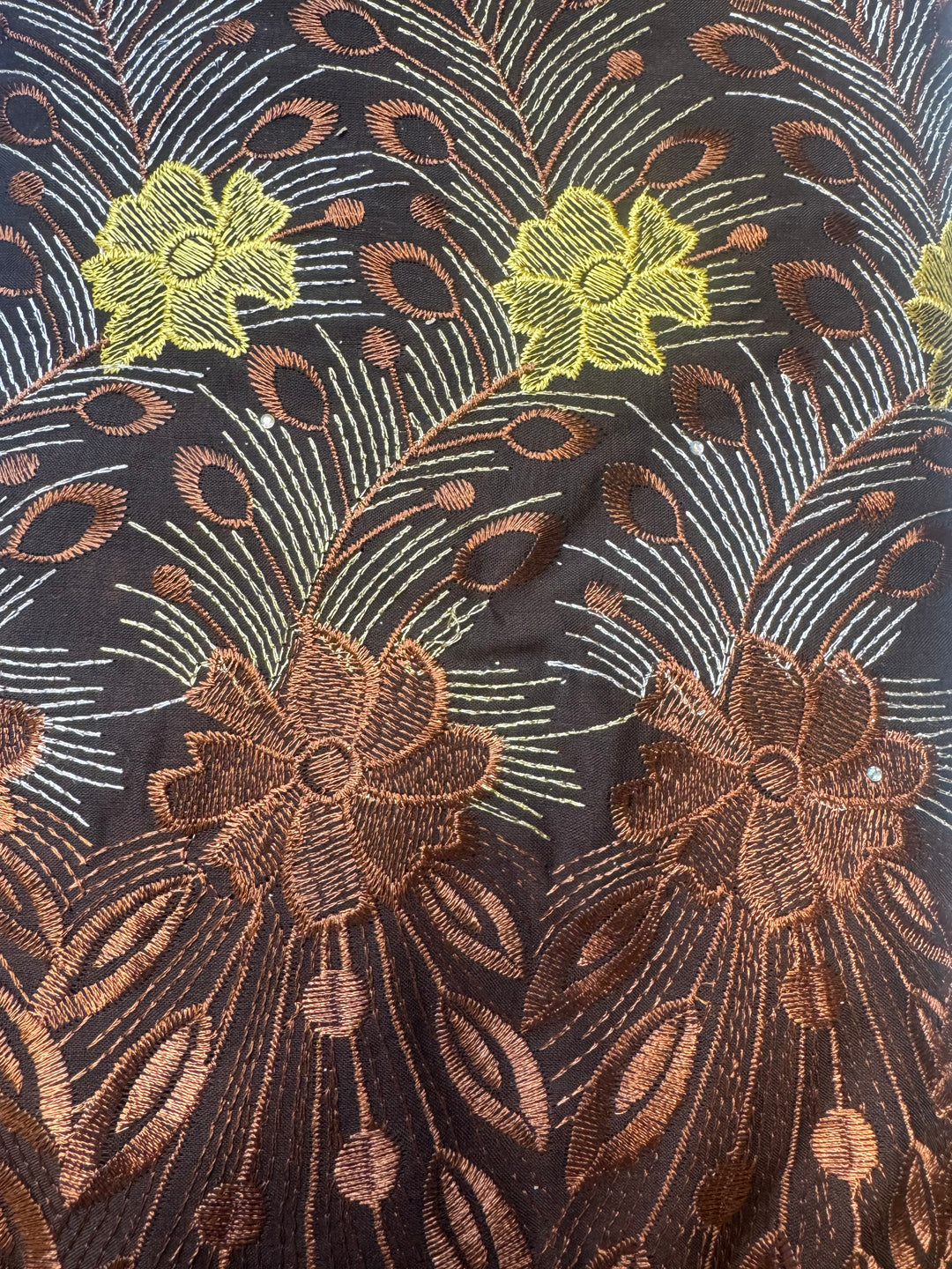 Brown with Yellow Flowers | African Lace