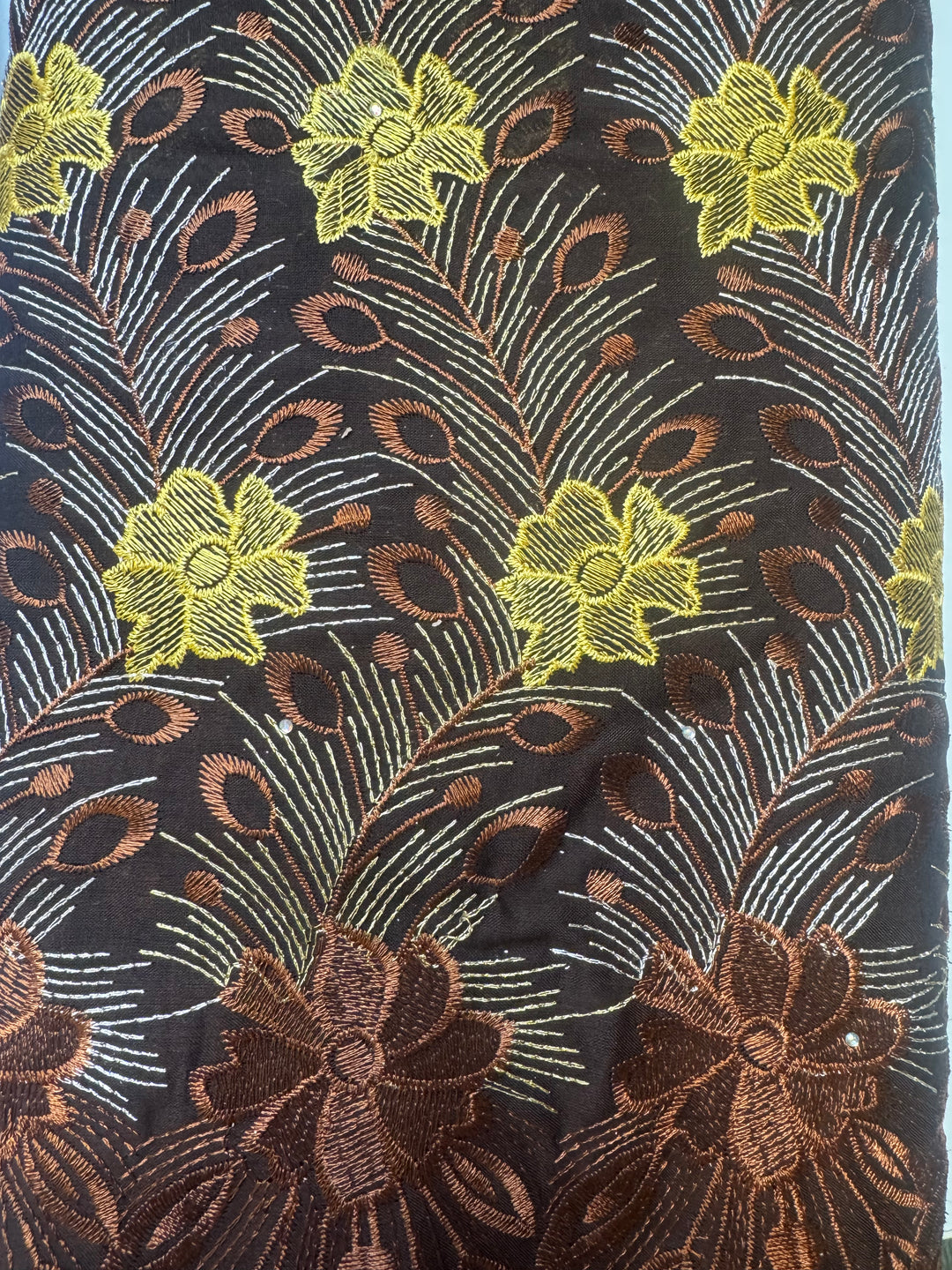 Brown with Yellow Flowers | African Lace
