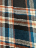 Blue Orange and White Plaid | Cotton Flannel