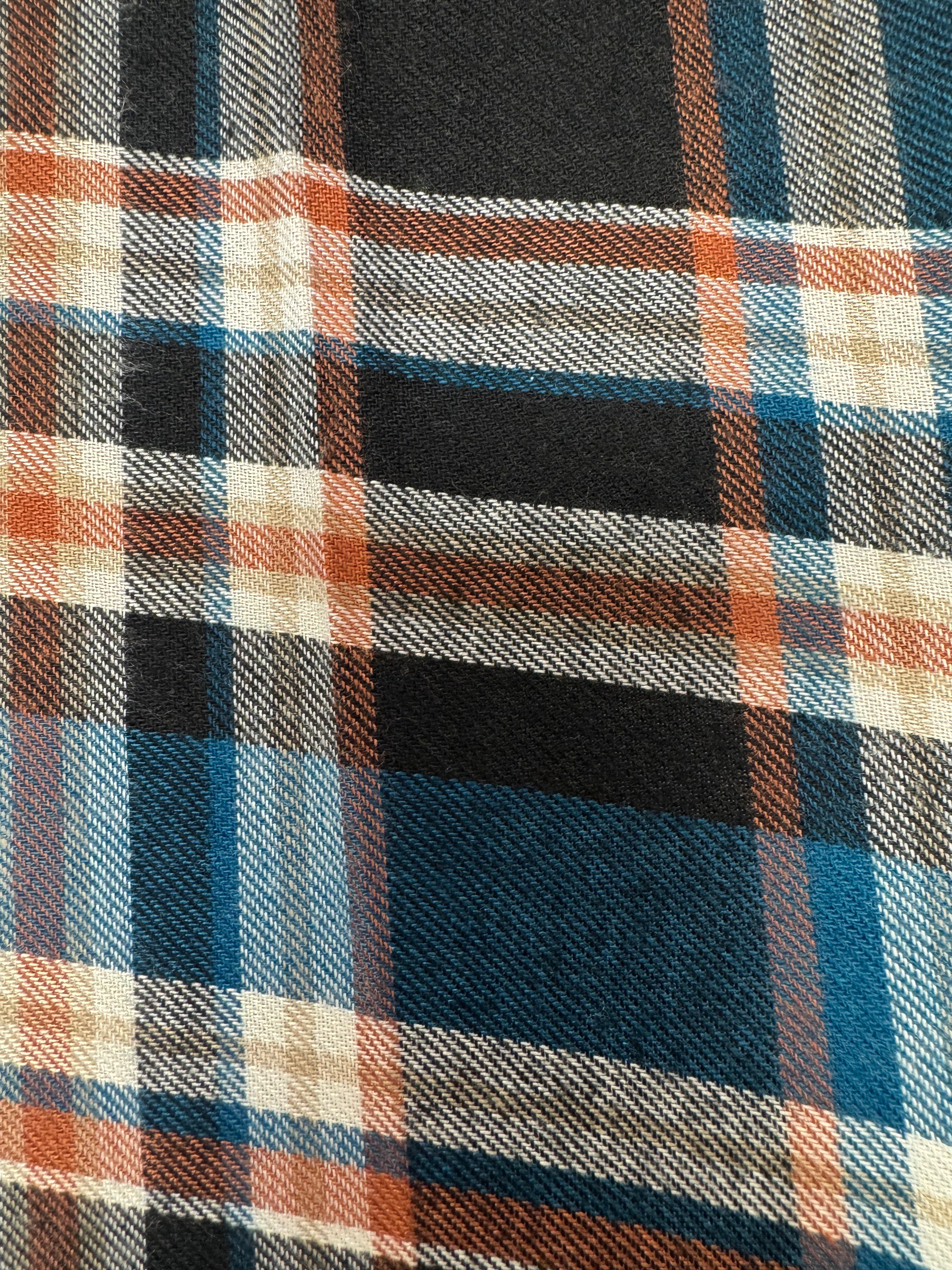Blue Orange and White Plaid | Cotton Flannel