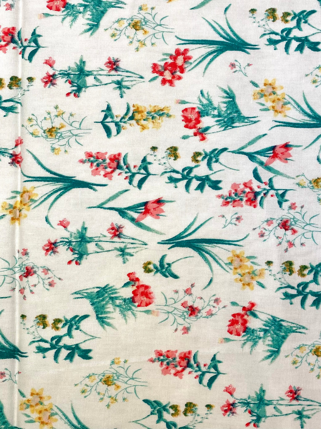 White and Multi Floral | Cotton Spandex