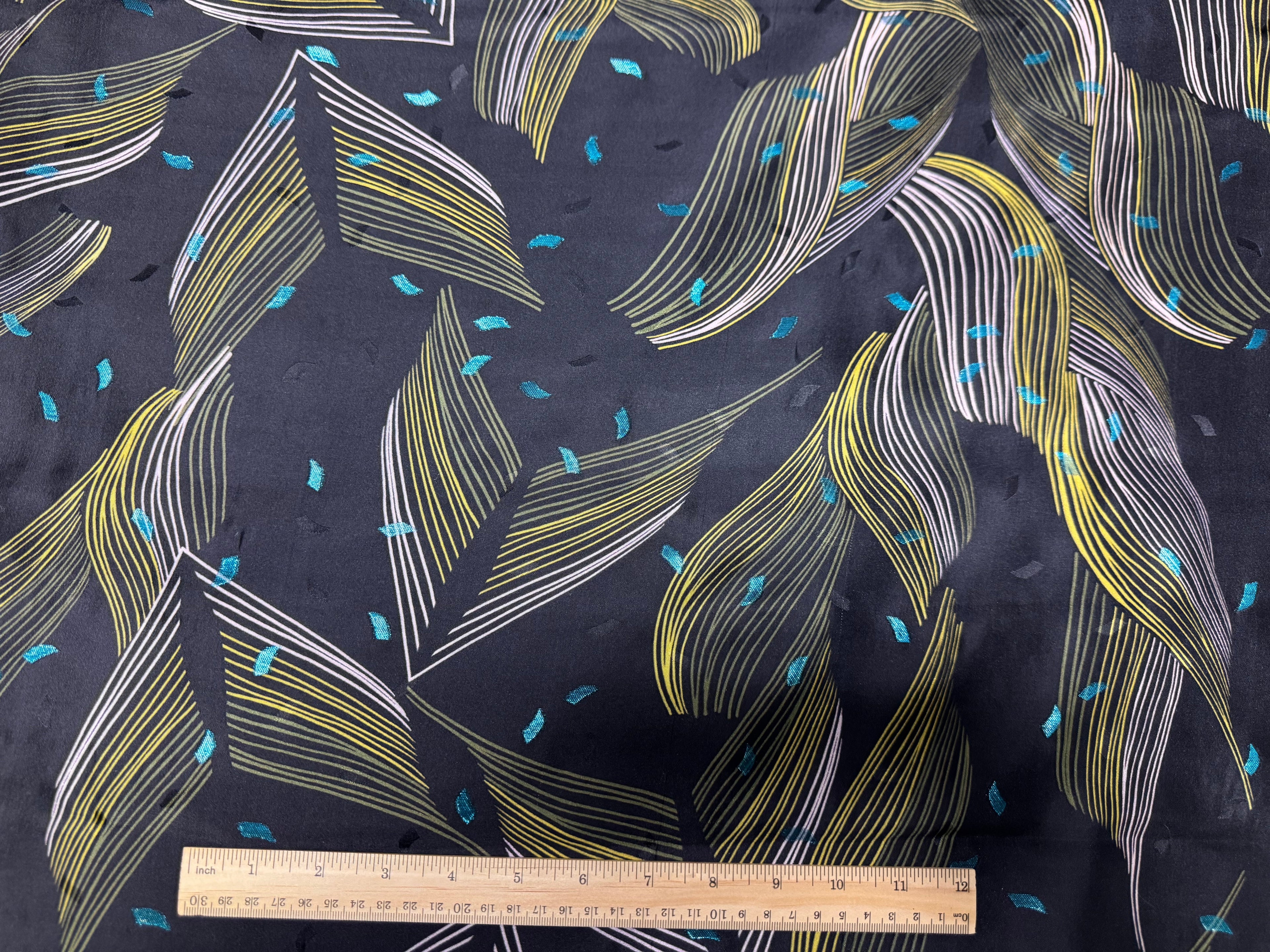 Abstract Yellow & White Leaf in Blue | Italian Silk | Made in Italy