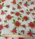 Viscose Blend Cream Fine Velvet with Orange/Red Floral | Viscose Blend | Made in Italy