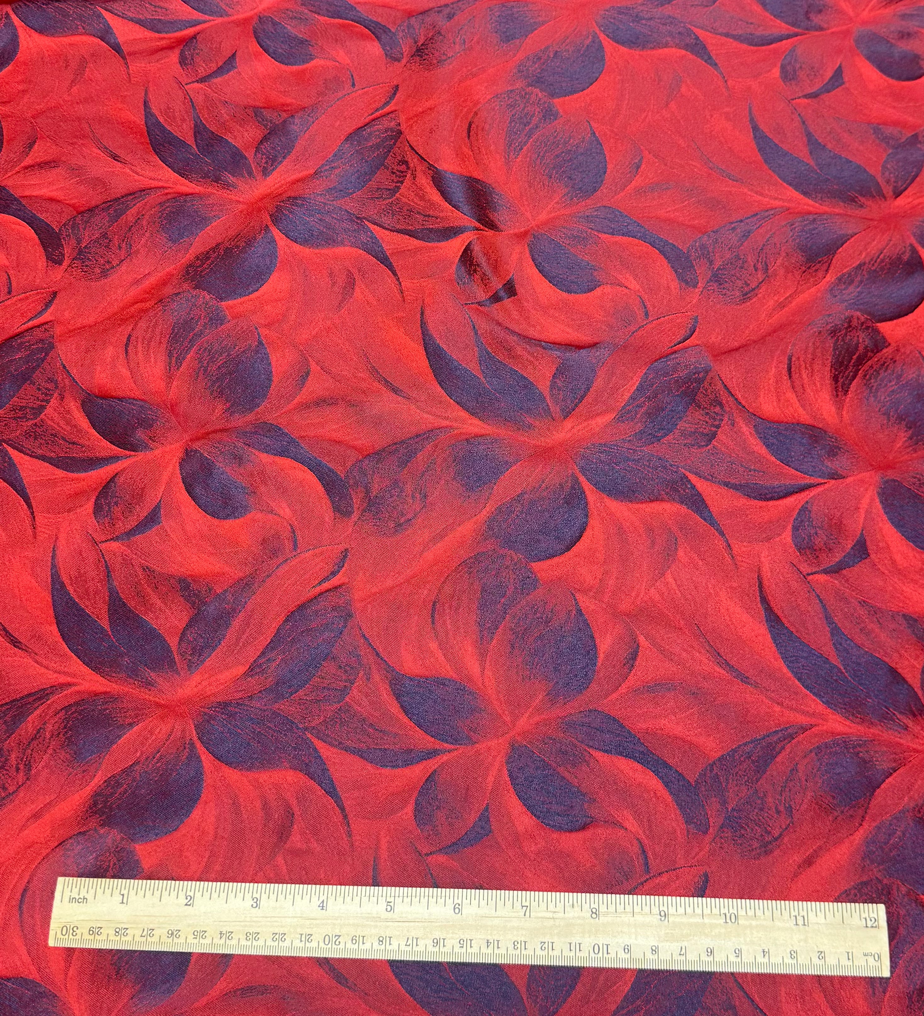 Iridescent Red Floral | Silk Poly Blend | Made in Italy