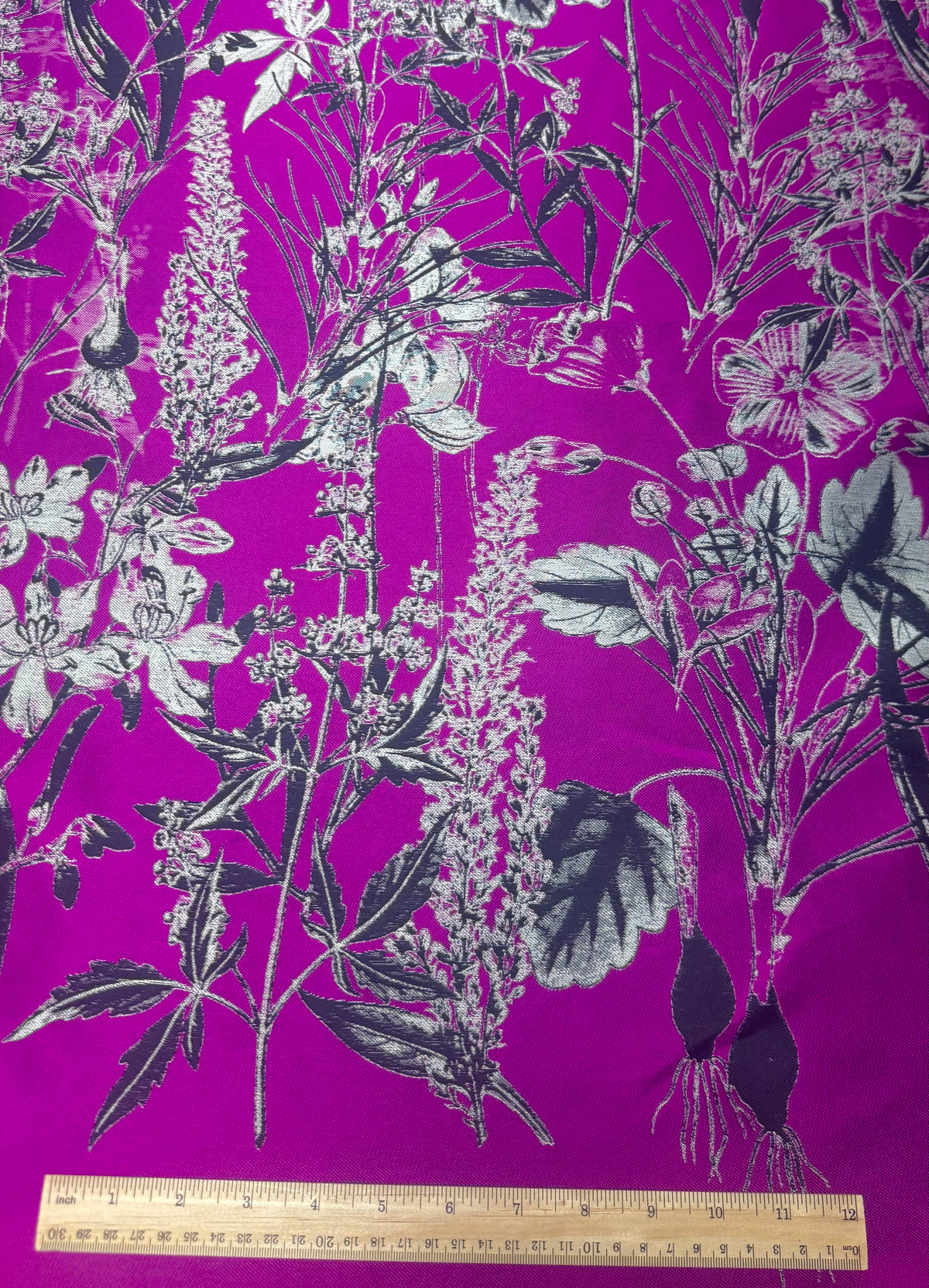 Fuchsia florals | Jacquard Poly Blend Fabric | | Made in Italy Imports