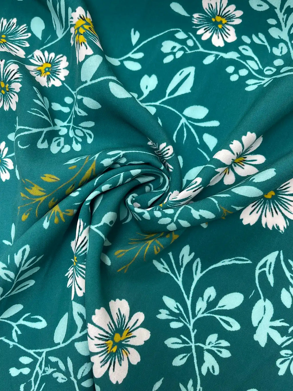 Floral & Vines Print in Turquoise | Viscose
