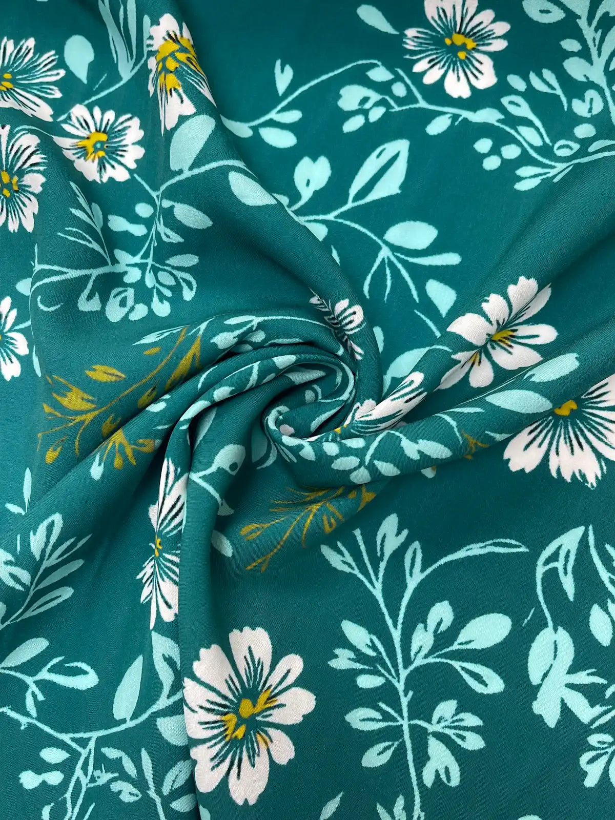Floral & Vines Print in Turquoise | Viscose