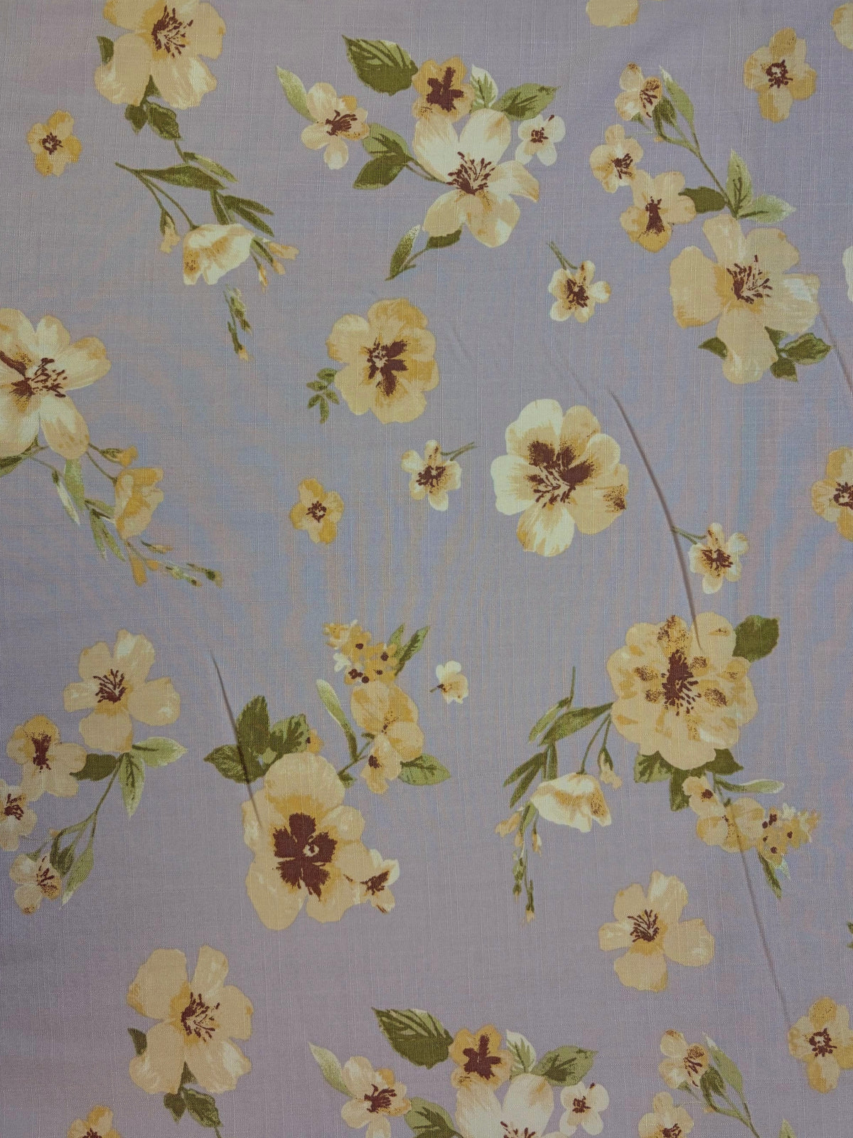 Yellow Florals on Lilac | Rayon Linen Blend