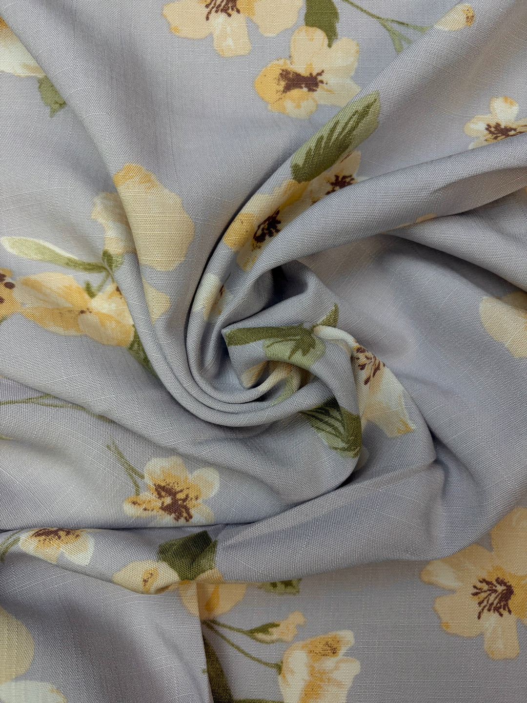 Yellow Florals on Lilac | Rayon Linen Blend