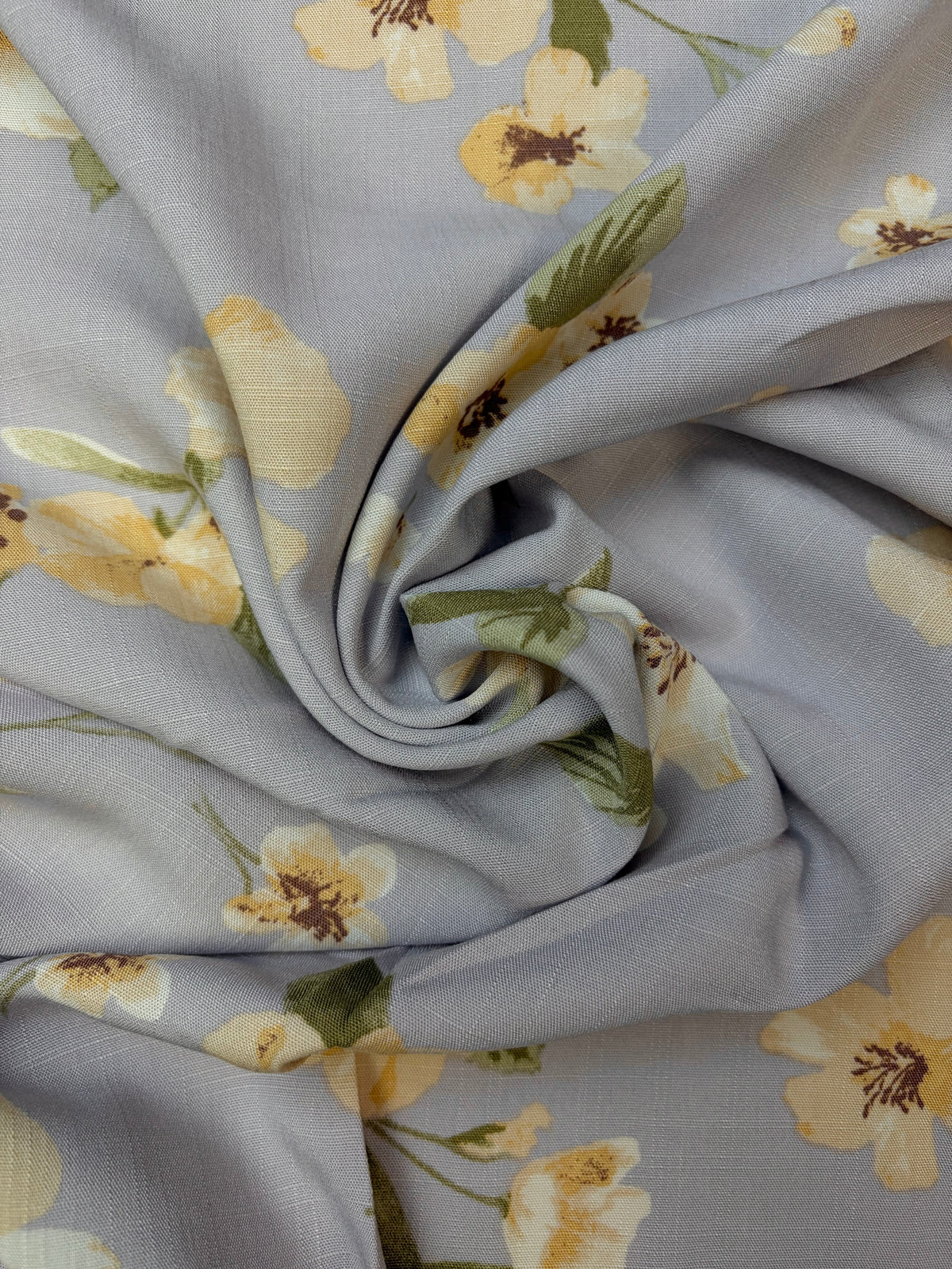 Yellow Florals on Lilac | Rayon Linen Blend