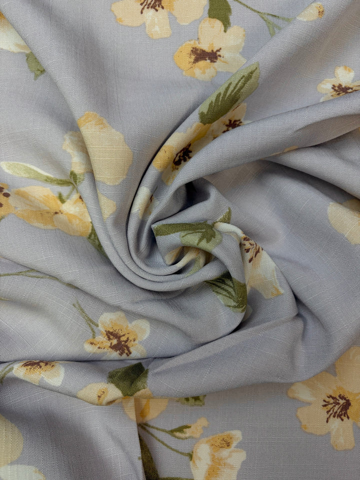 Yellow Florals on Lilac | Rayon Linen Blend