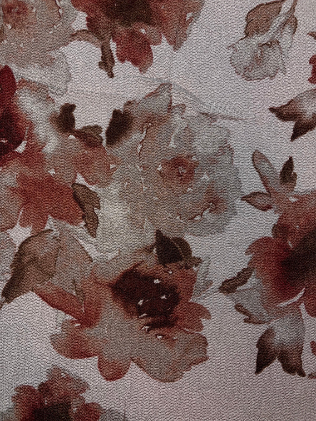 Dark Red Floral on Neutral | Rayon Crinkle