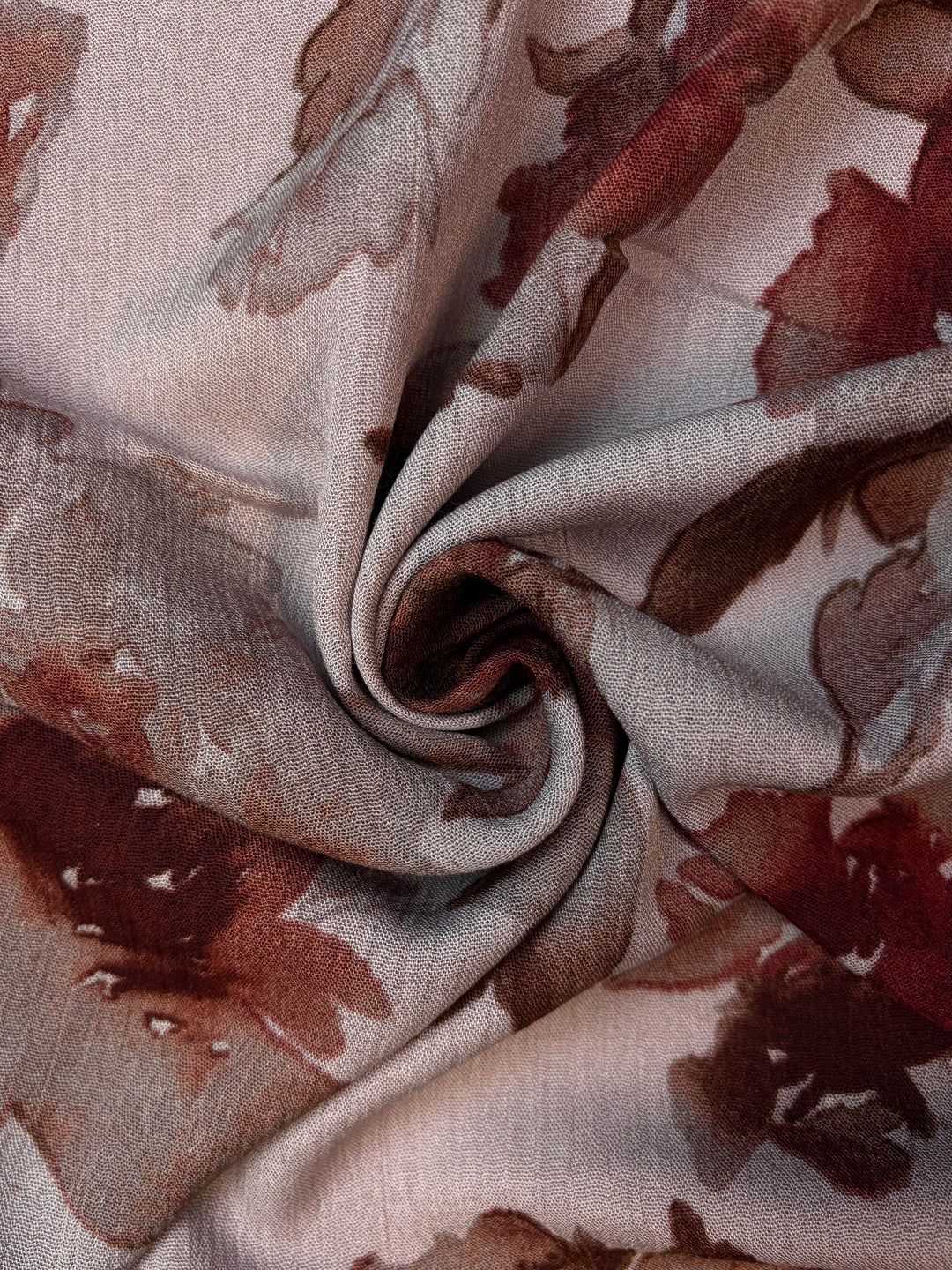 Dark Red Floral on Neutral | Rayon Crinkle