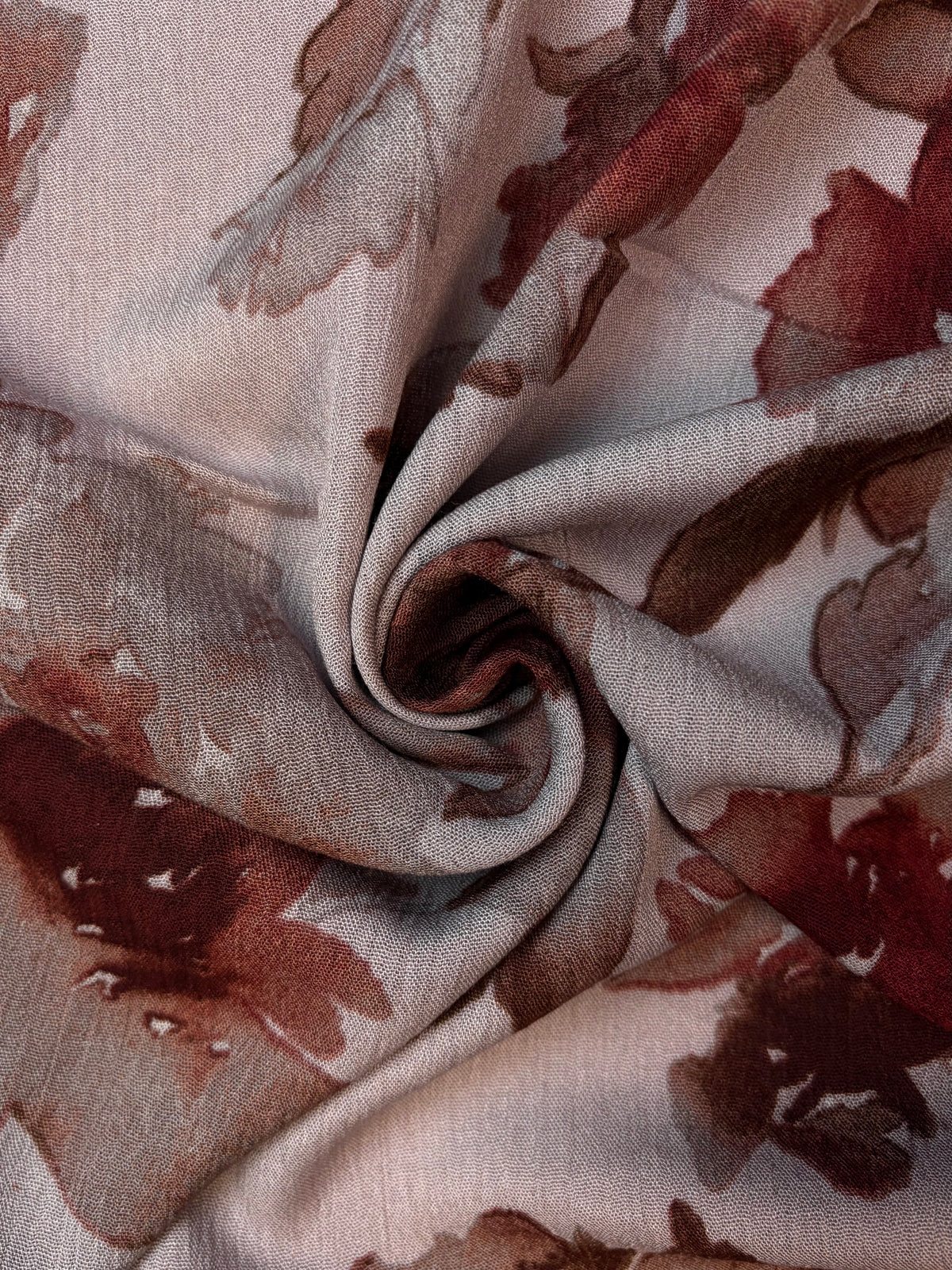 Dark Red Floral on Neutral | Rayon Crinkle
