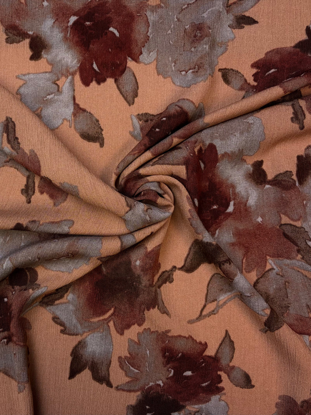 Red Floral on Sand Stone | Rayon Crinkle