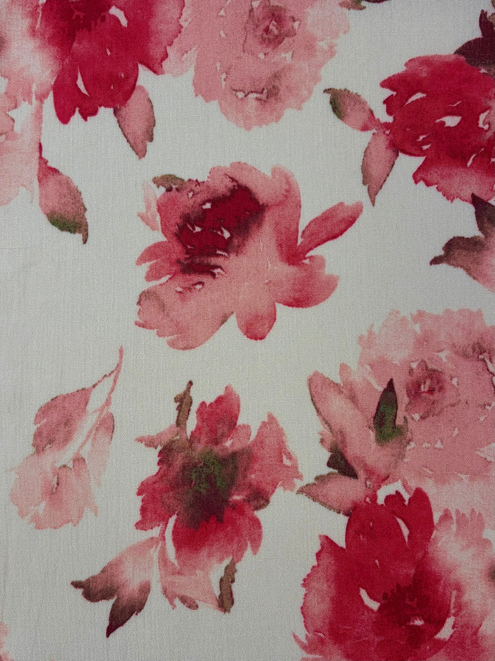 Rose Dust Floral on White | Rayon Crinkle
