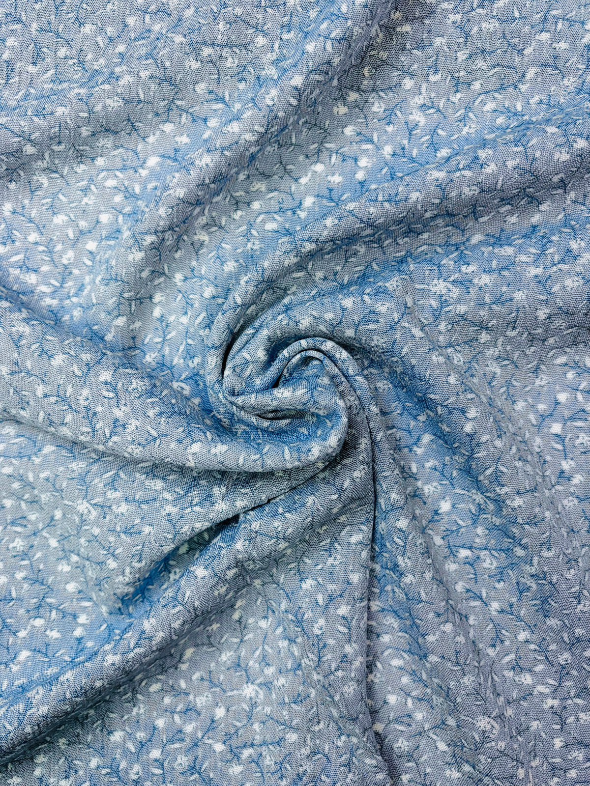 Baby Blue Ditsy Floral | Rayon Crinkle