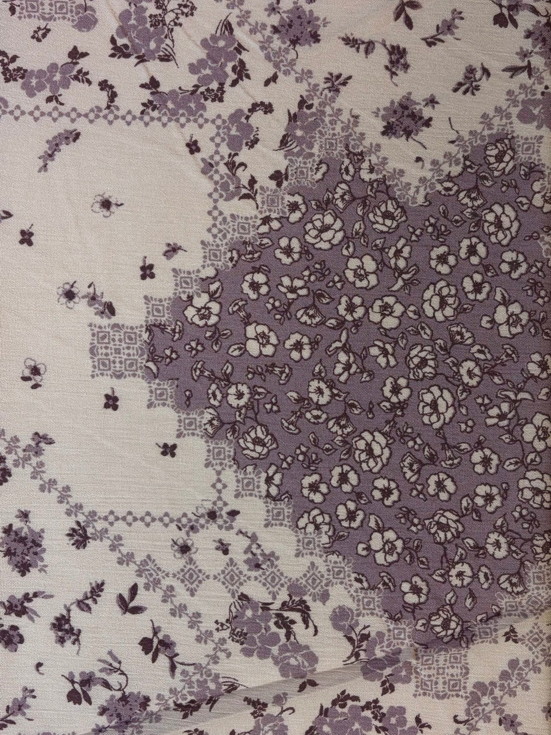 Muted Lavender with Flowers | Rayon
