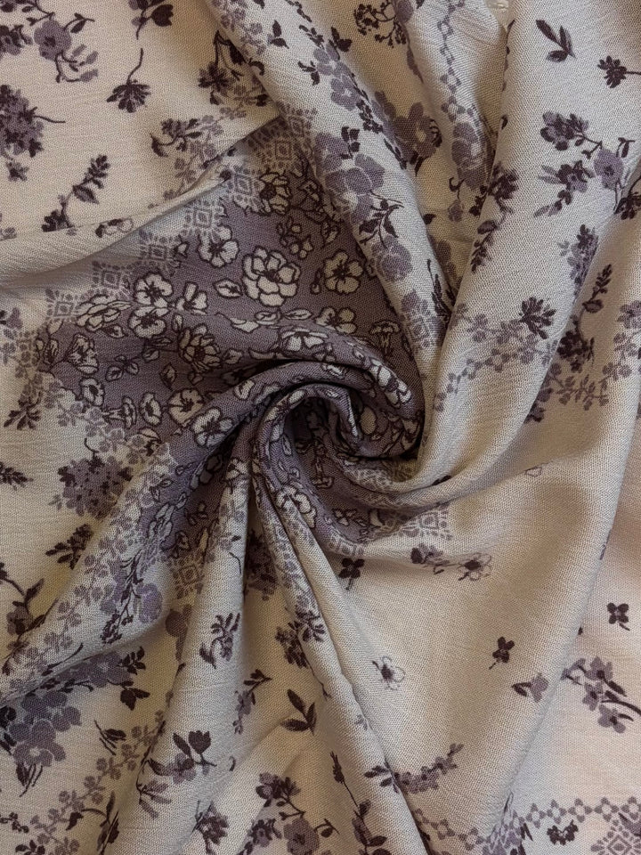 Muted Lavender with Flowers | Rayon