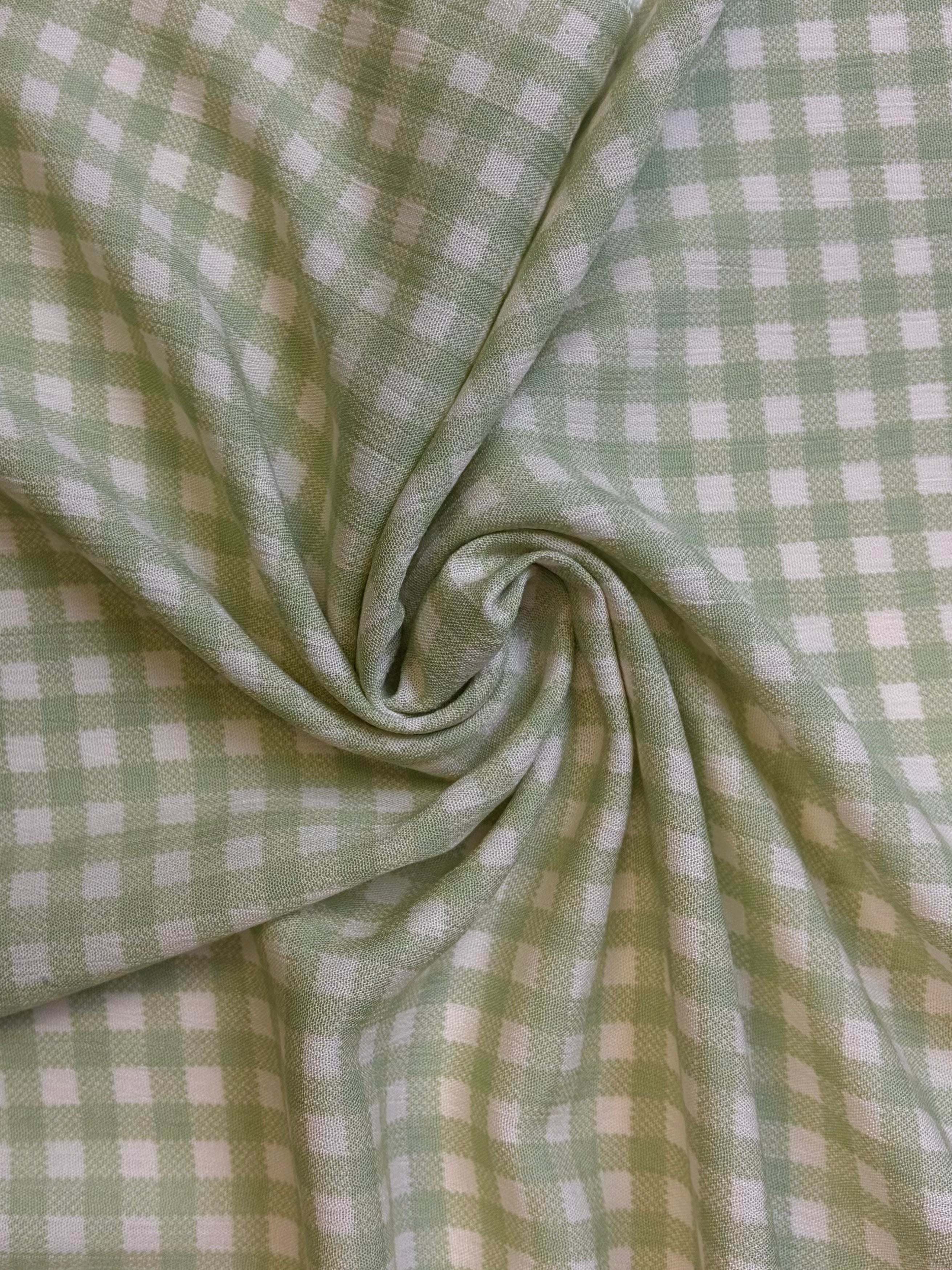 Kiwi Plaid | Rayon Crinkle