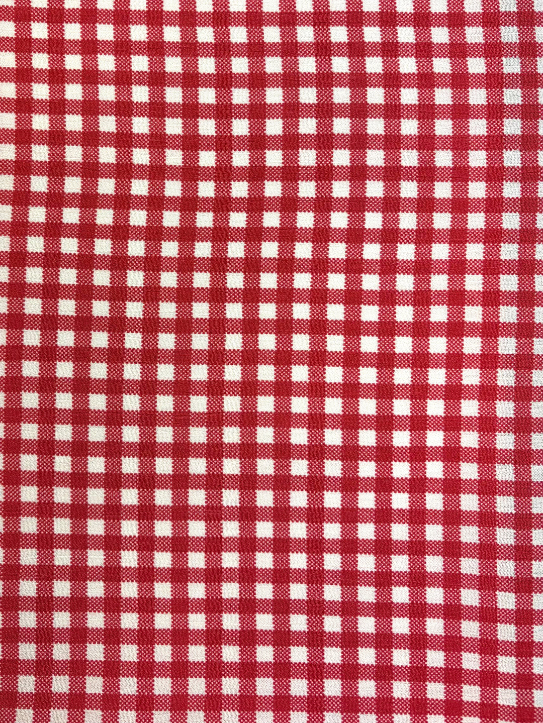 Mars Red Plaid on White Background | Rayon Crinkle