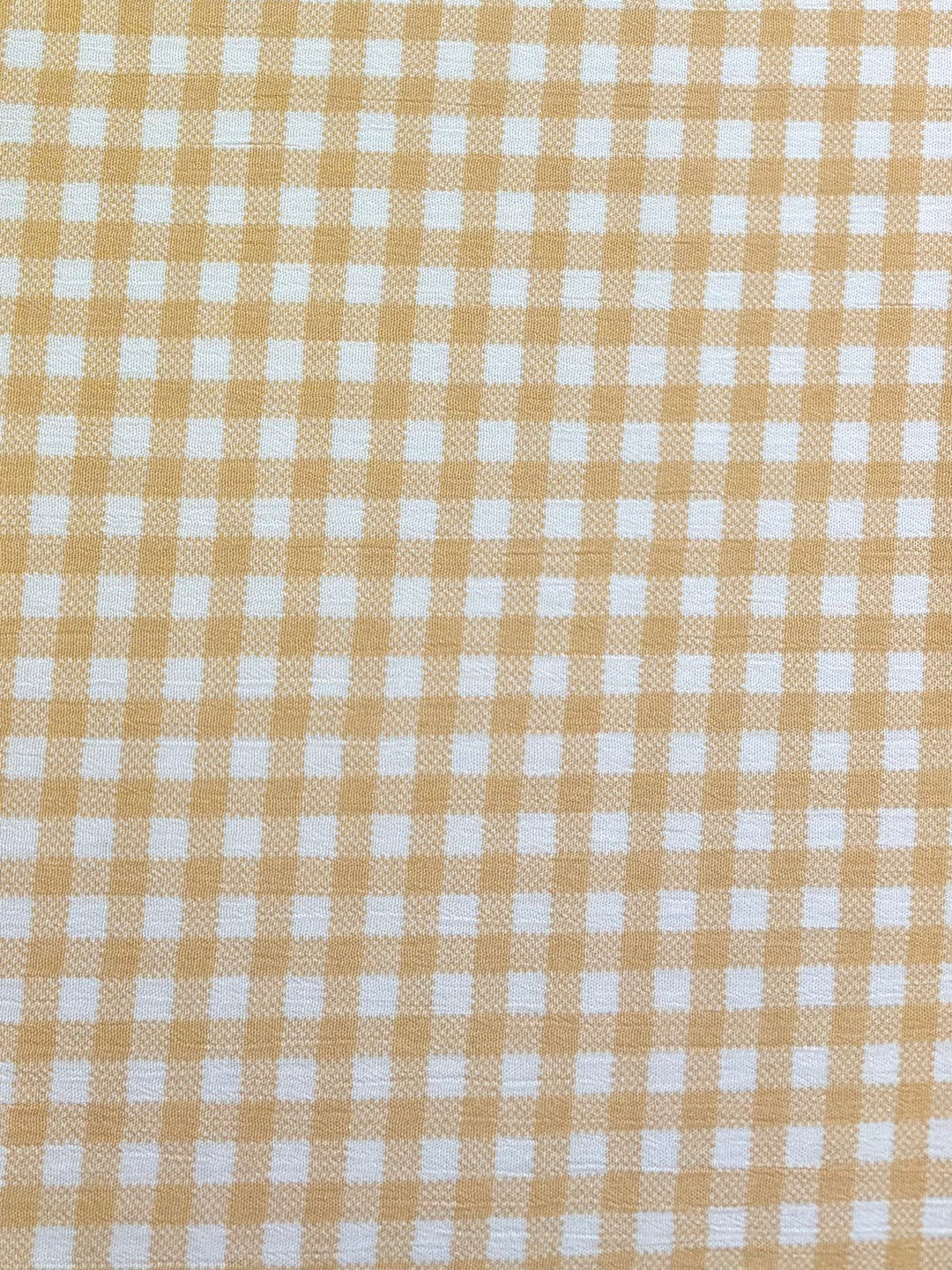 Mango Yellow Plaid on White Background | Rayon Crinkle
