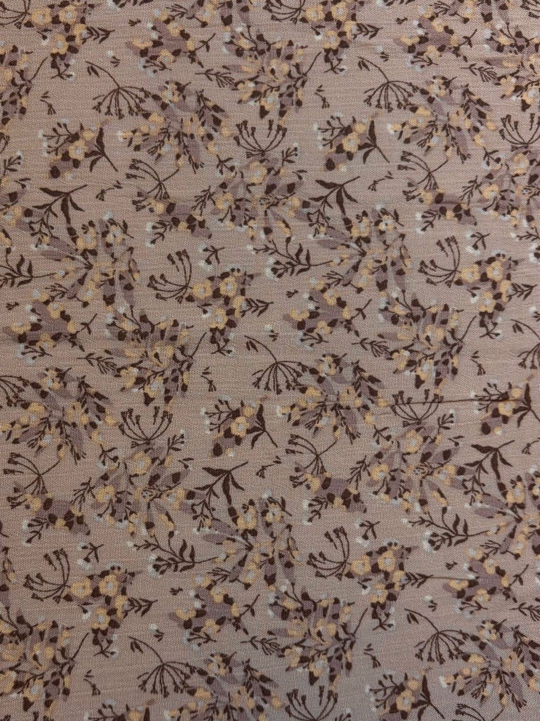 Yellow/Brown Floral on Beige | Rayon Crinkle