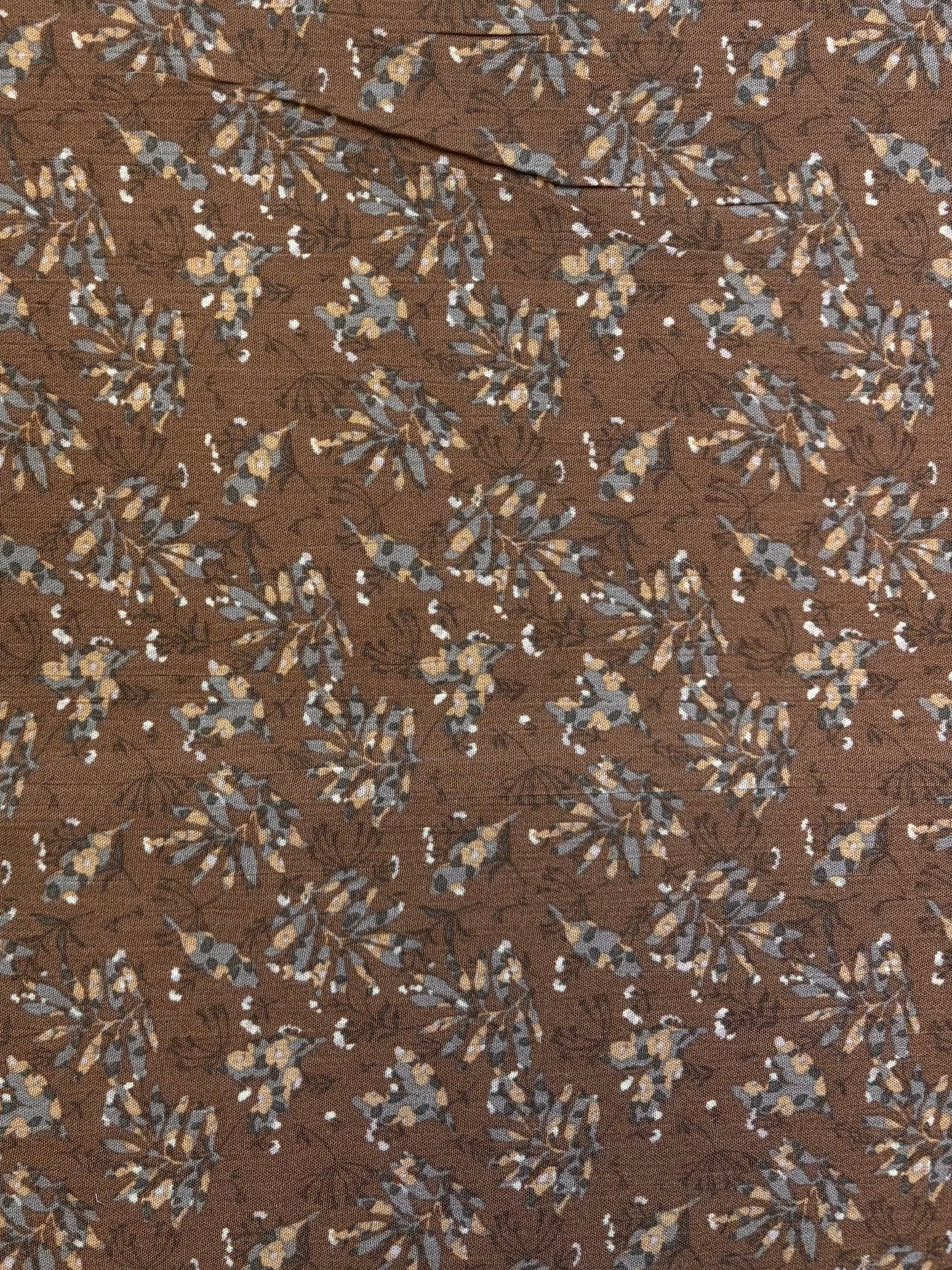 Brown with Flowers | Rayon Crinkle