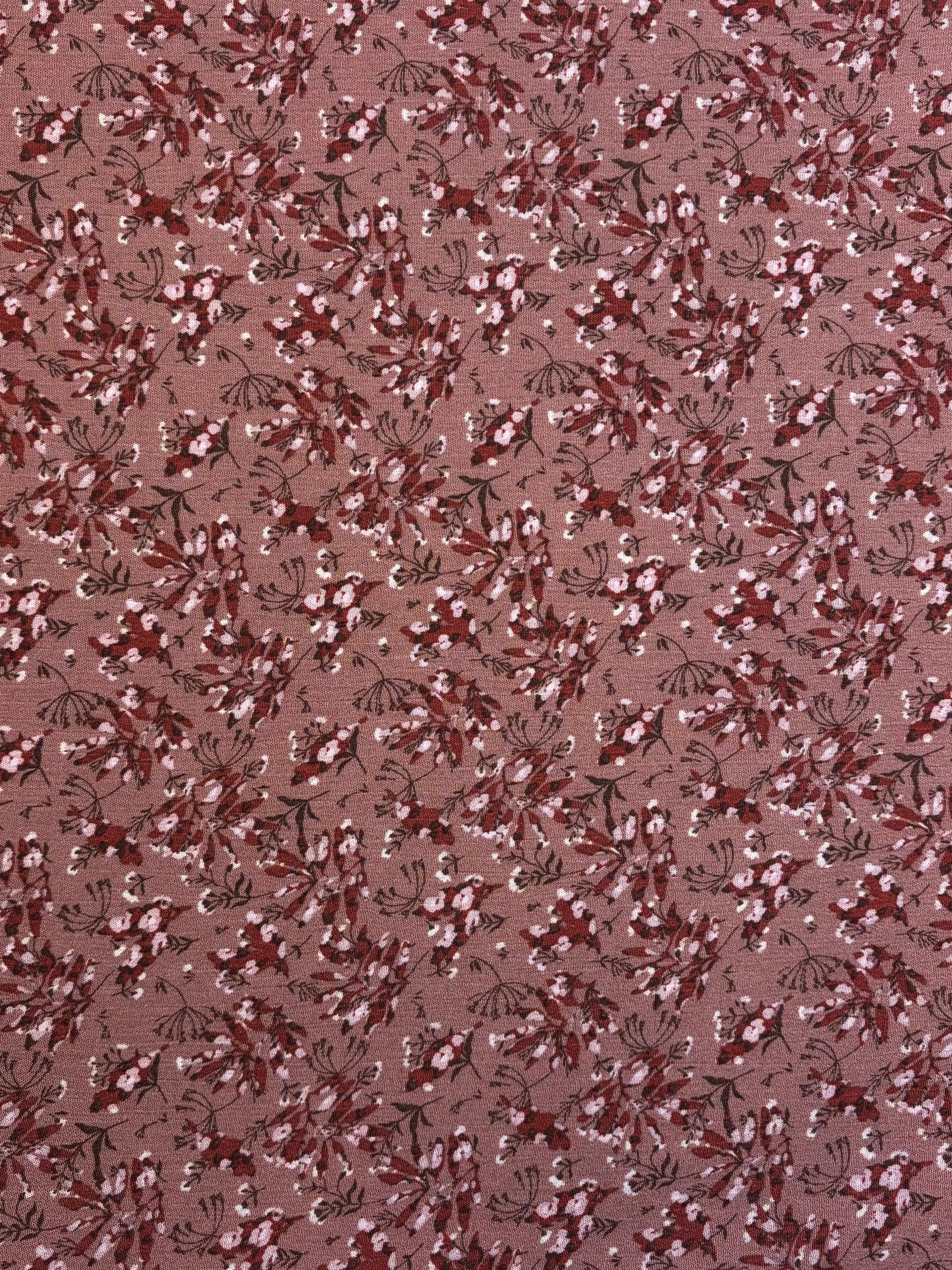 Dusty Rose Floral | Rayon Crinkle